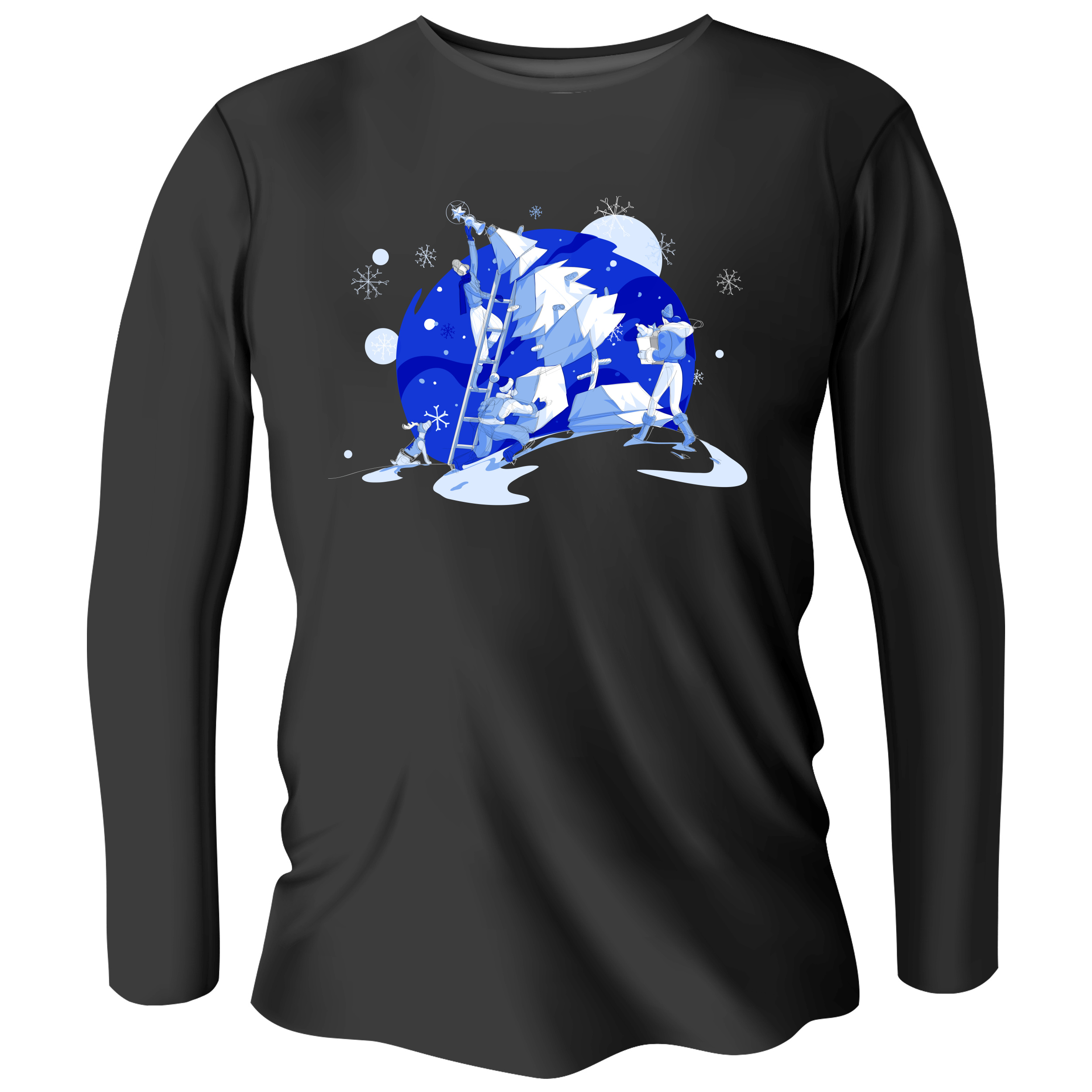 Лонгслив мужской чёрный хлопок/эластан Winter Christmas XS - фото 1 - Лонгсливы