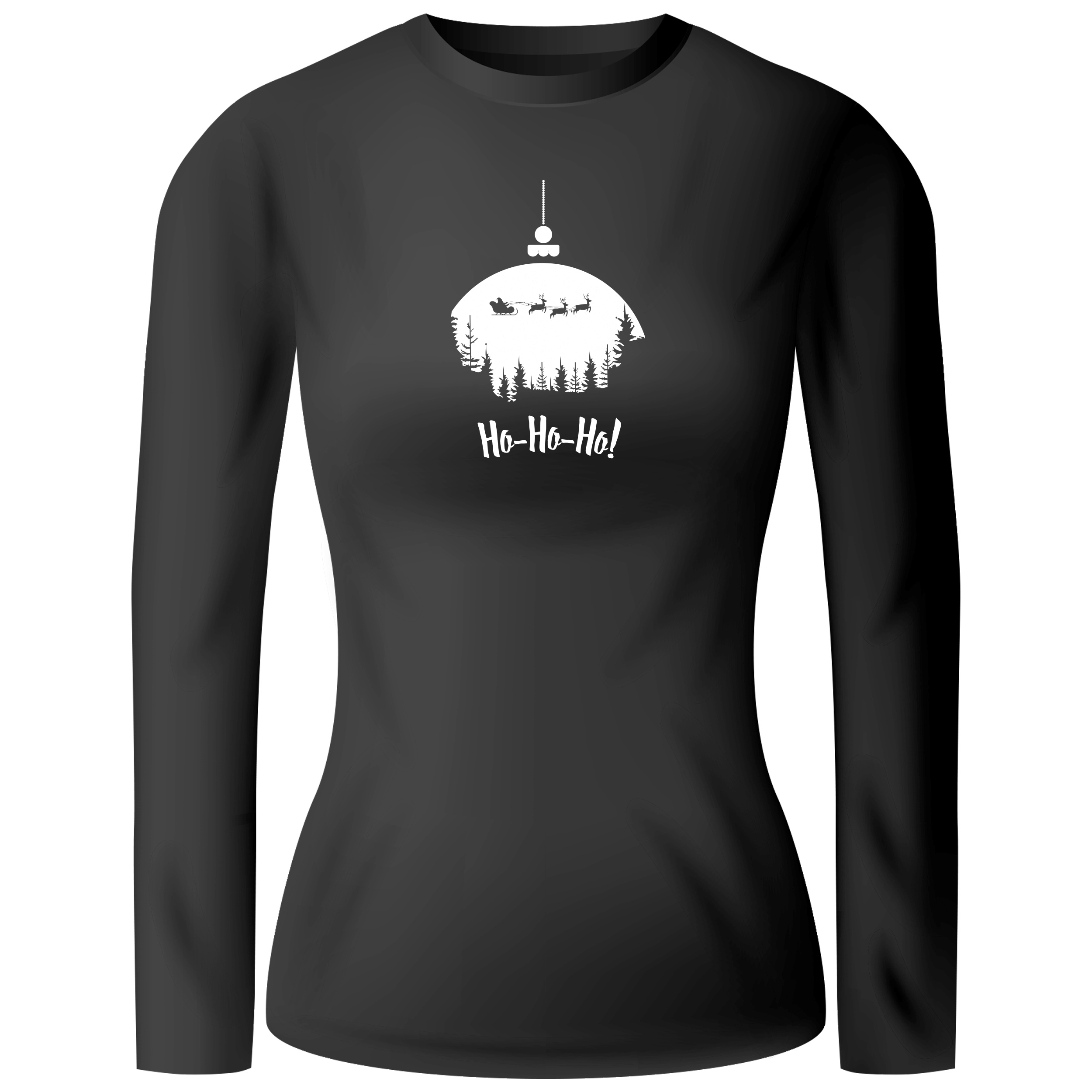 Лонгслів женский чорний бавовна/еластан Whire Ho-Ho-Ho XS - фото 1 - Лонгсліви