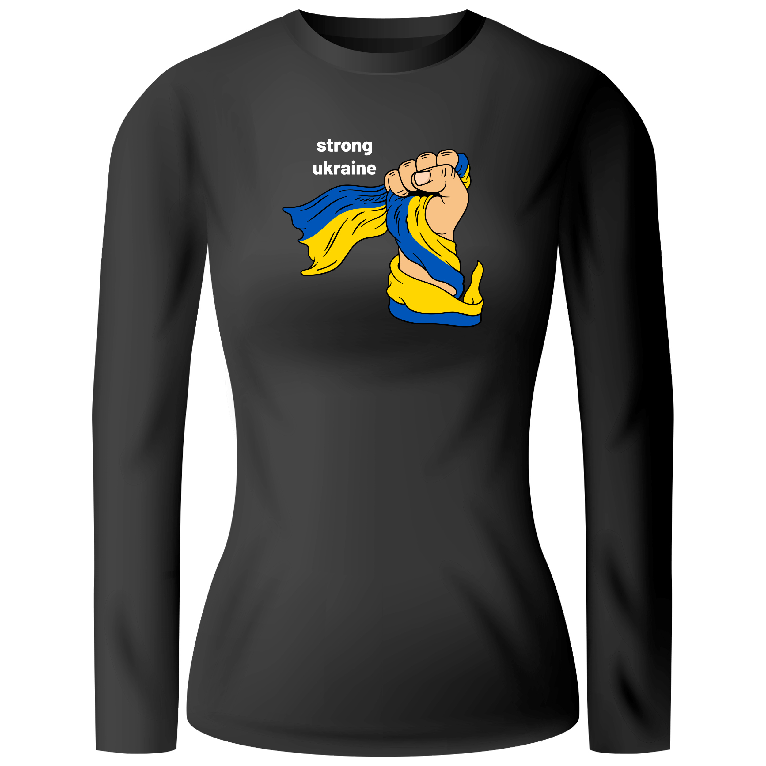 Лонгслів женский чорний бавовна/еластан Strong Ukraine XXXL - фото 1 - Лонгсліви