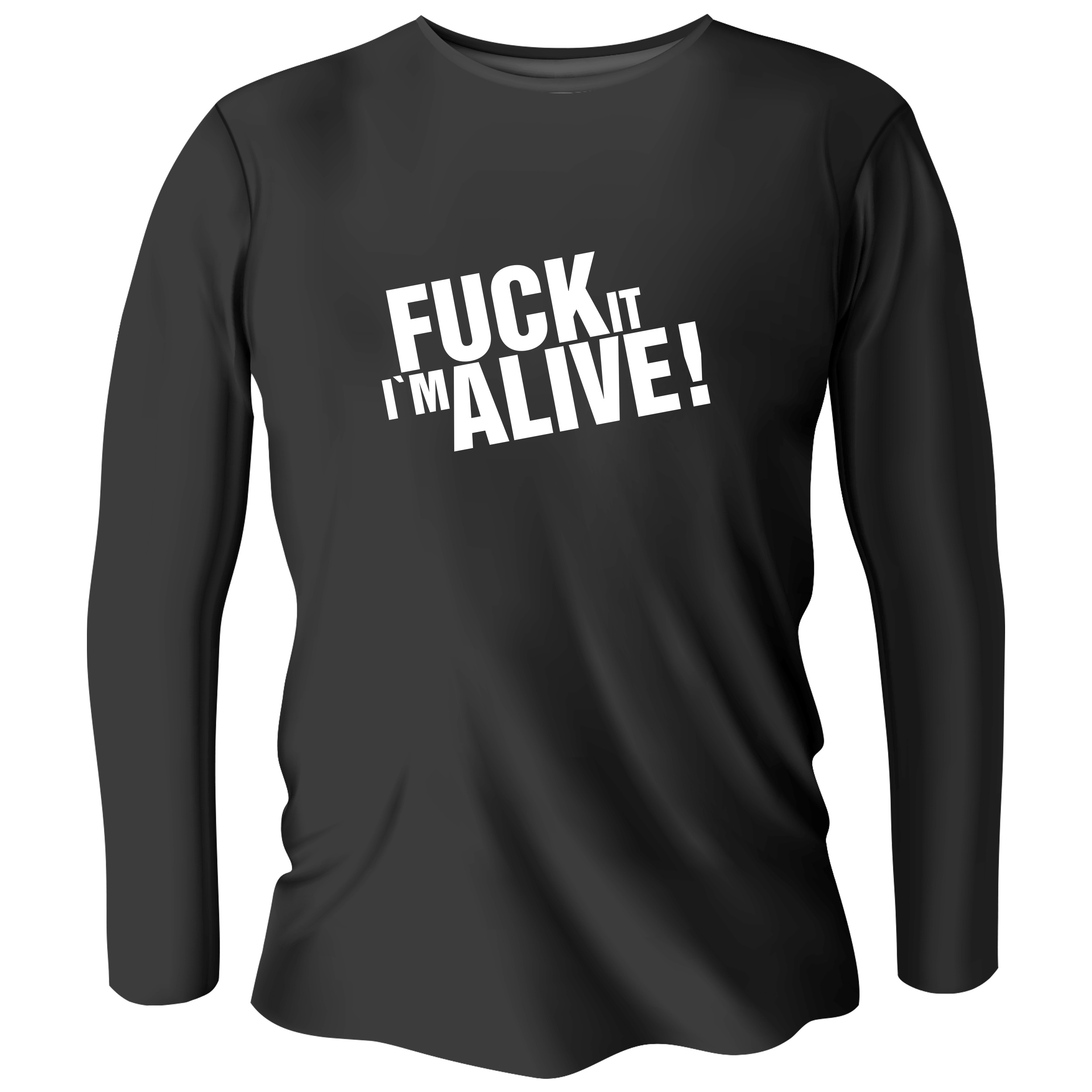 Лонгслів чоловічий чорний бавовна/еластан Fuck it i`m alive XL - фото 1 - Лонгсліви