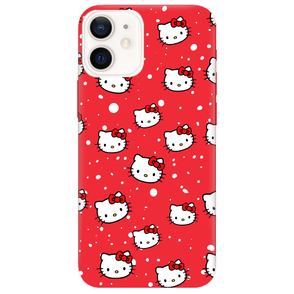 Чехол для Apple iPhone 12 ярко-красный матовый soft touch Hello Kitty - фото 1 - Чехлы для телефонов