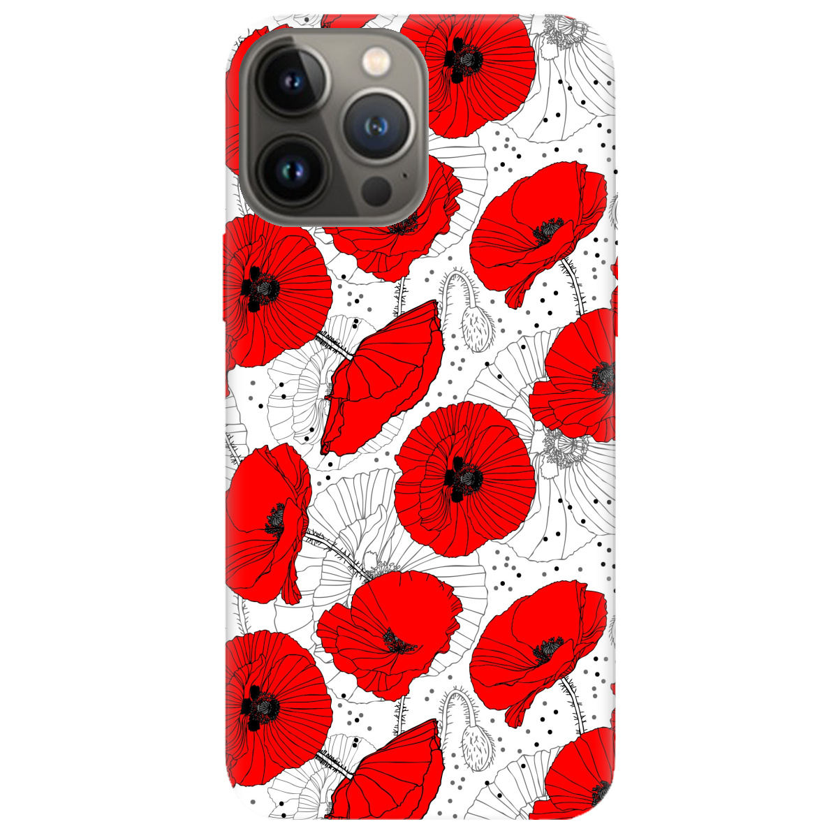 Чохол для Apple iPhone 13 Pro Red flower - фото 1 Чохол для Apple iPhone 13 Pro Red flower - фото 1 - Чохли для телефонів