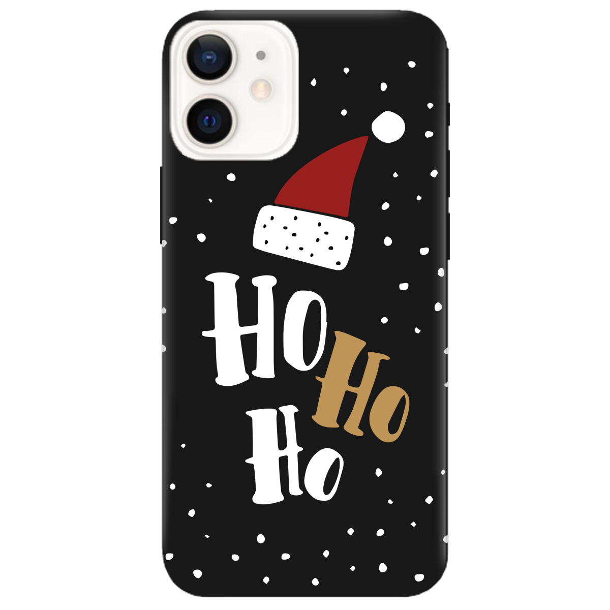 Чехол для Apple iPhone 12 черный матовый soft touch Ho-ho-ho - фото 1 - Чехлы для телефонов