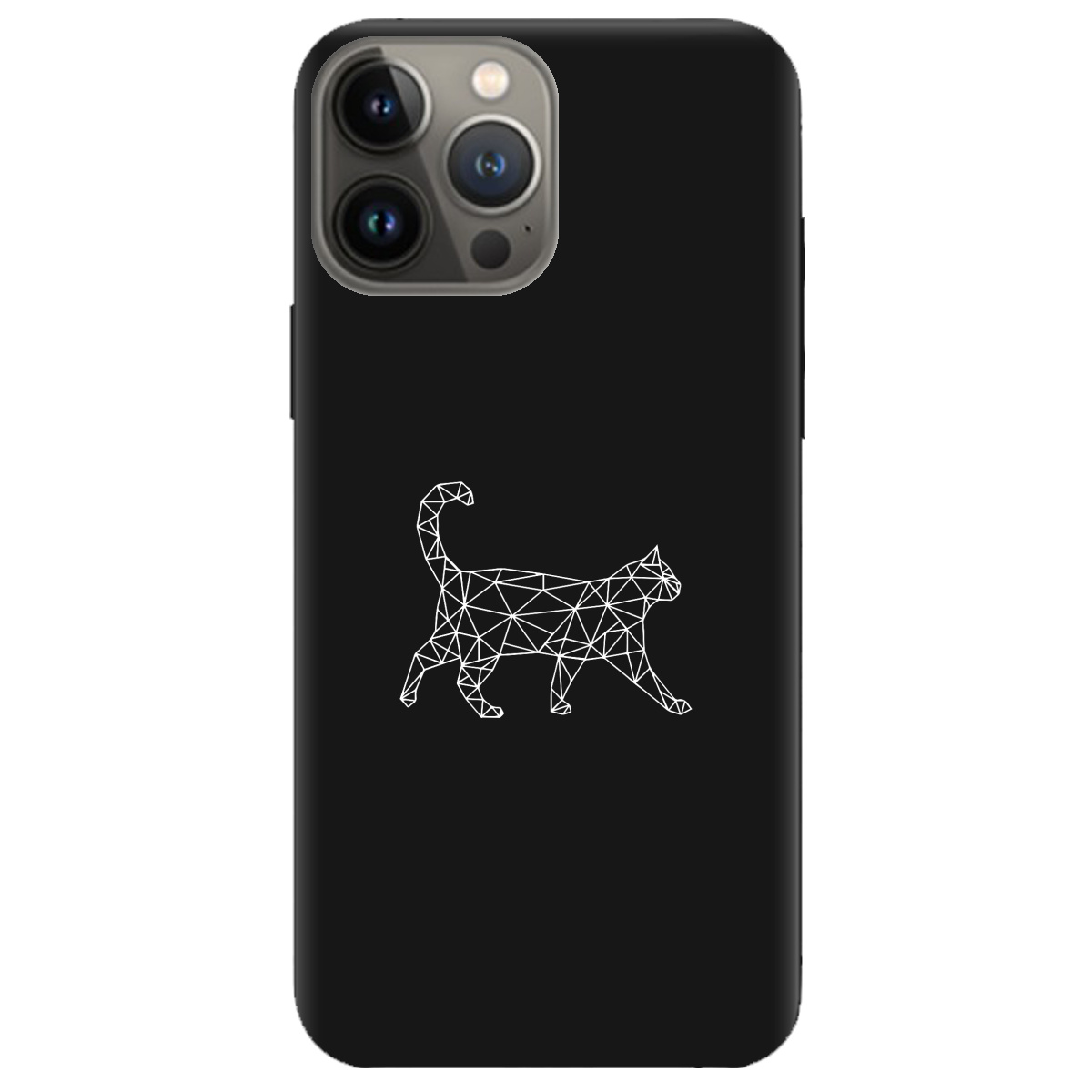 Чехол для Apple iPhone 13 Pro черный матовый soft touch White cat - фото 1 Чехол для Apple iPhone 13 Pro черный матовый soft touch White cat - фото 1 - Чехлы для телефонов