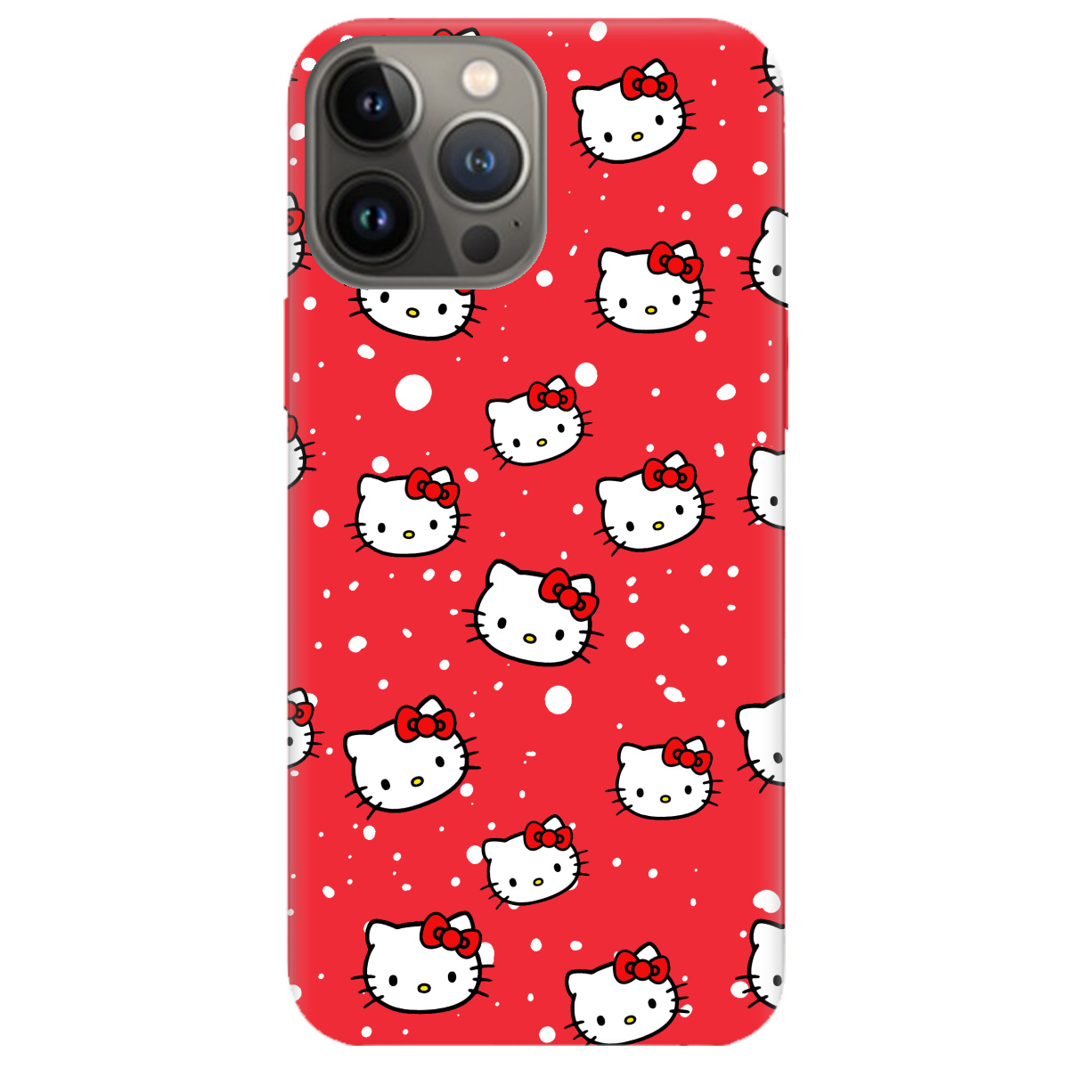 Чехол для Apple iPhone 13 Pro ярко-красный матовый soft touch Hello Kitty - фото 1 - Чехлы для телефонов