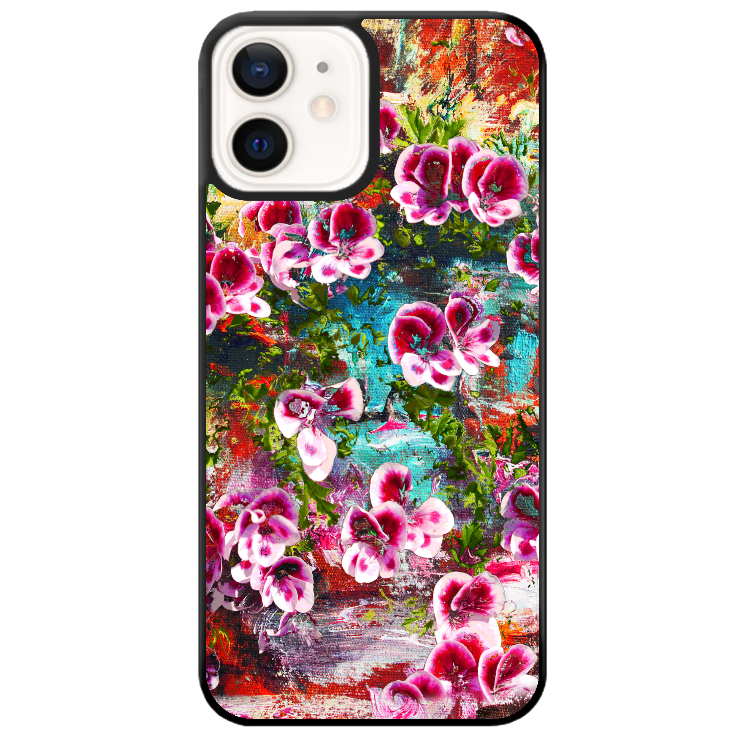 Чохол для Apple iPhone 12 Mini 2D пластиковий з чорними силіконовими бортиками Watercolor flowers - фото 1 Чохол для Apple iPhone 12 Mini 2D пластиковий з чорними силіконовими бортиками Watercolor flowers - фото 1 - Чохли для телефонів
