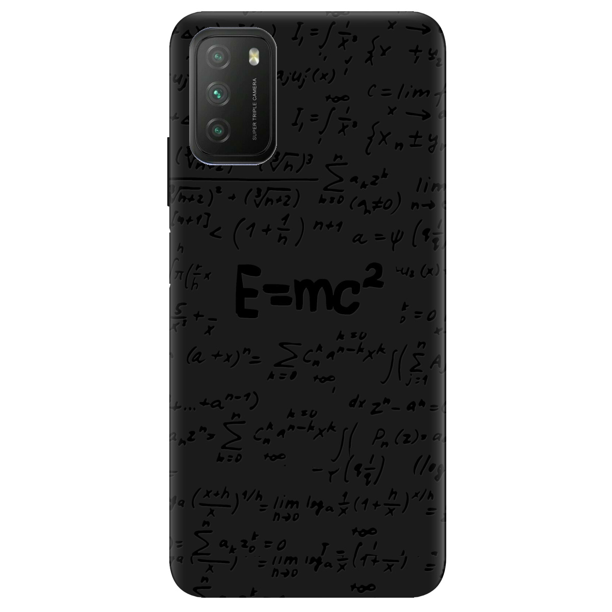 Чехол для Xiaomi Poco M3 черный матовый soft touch Black Einstein - фото 1 - Чехлы для телефонов