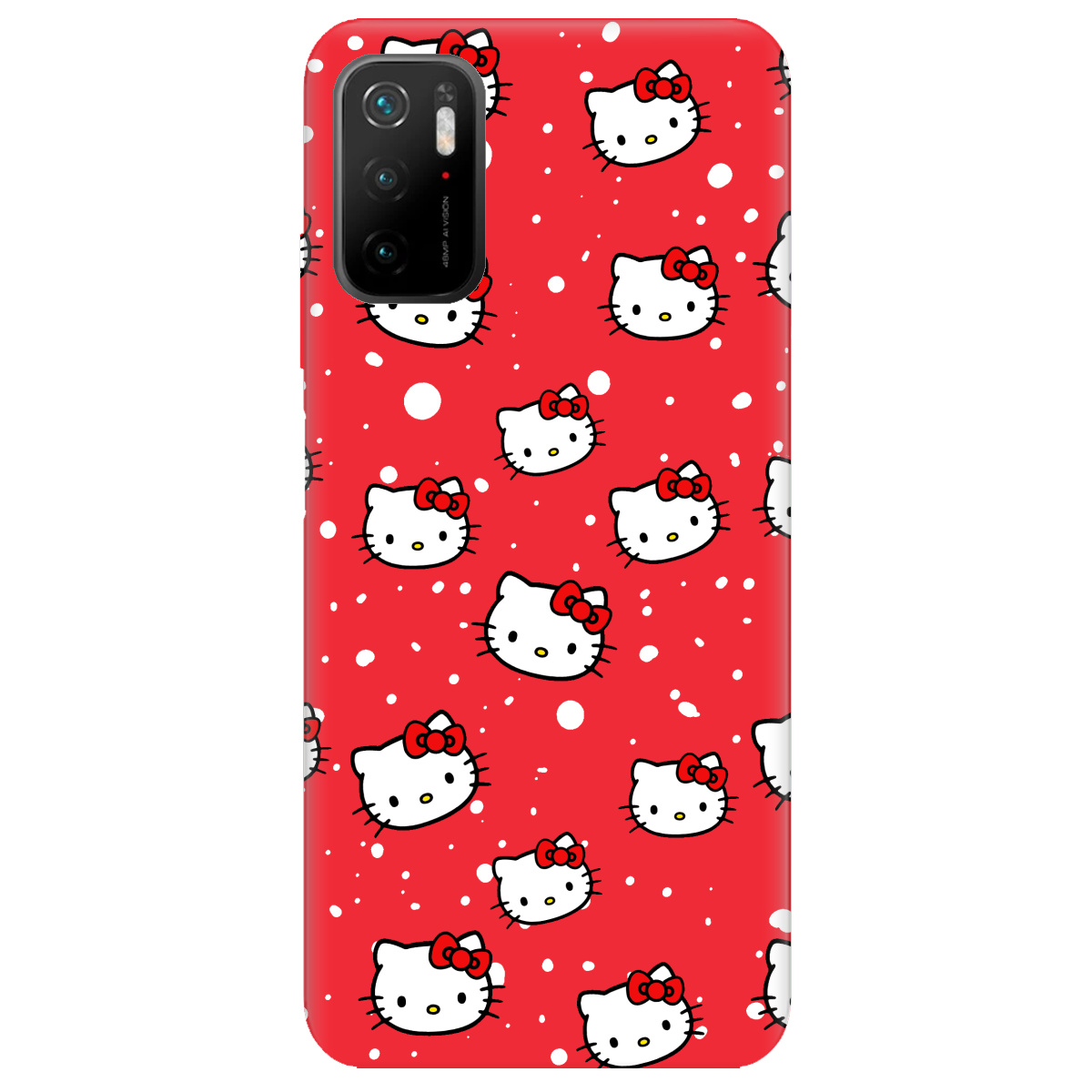Чехол для Xiaomi Poco M3 Pro ярко-красный матовый soft touch Hello Kitty - фото 1 - Чехлы для телефонов