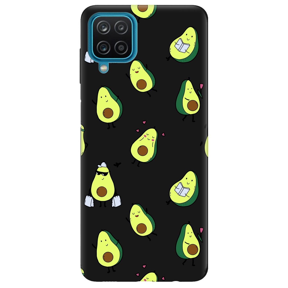 Чохол для Samsung Galaxy F12 чорний матовий soft touch Cute avocado - фото 1 - Чохли для телефонів