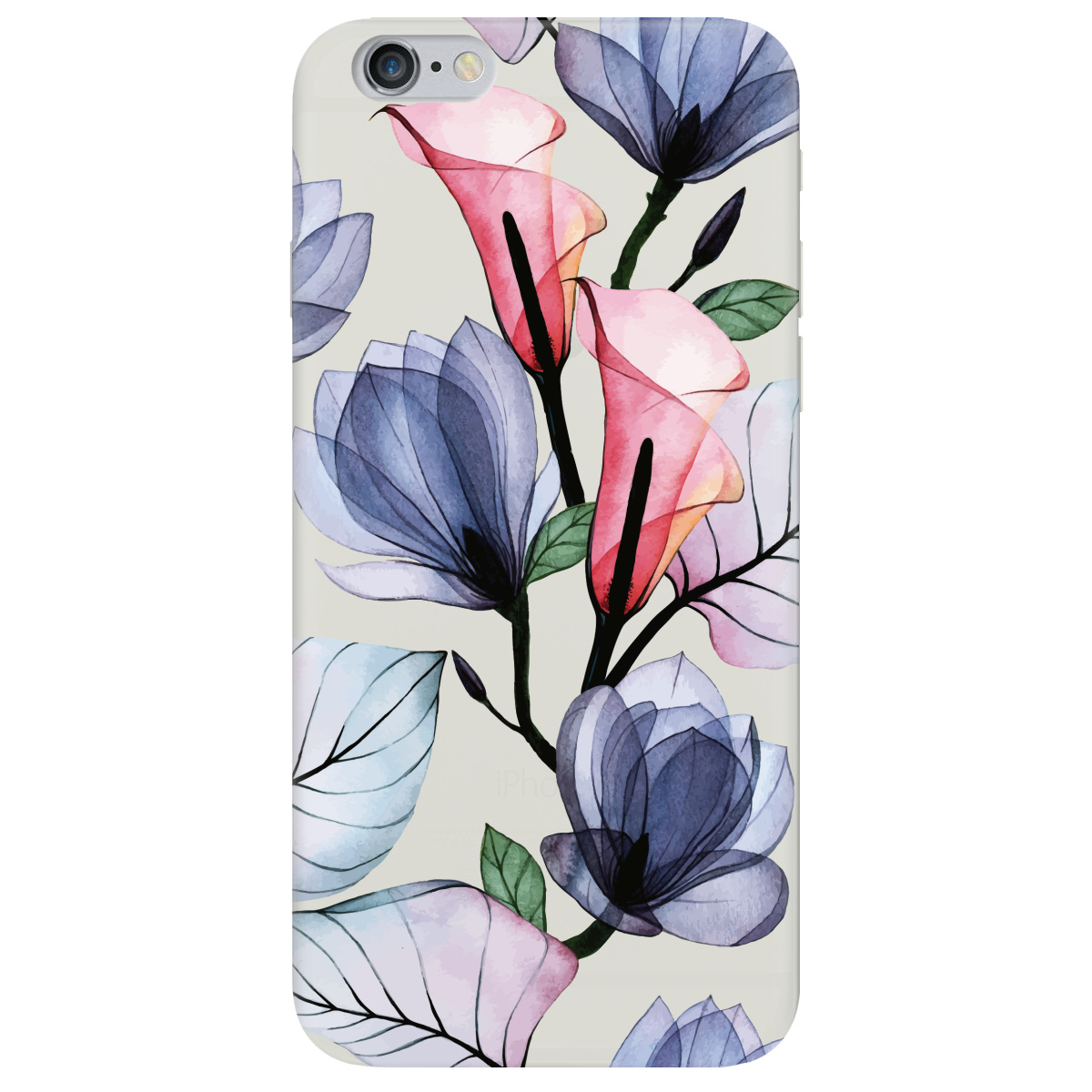 Чохол для Apple iPhone 6 Plus / 6S Plus напівпрозорий матовий soft touch Tropical flowers - фото 1 - Чохли для телефонів