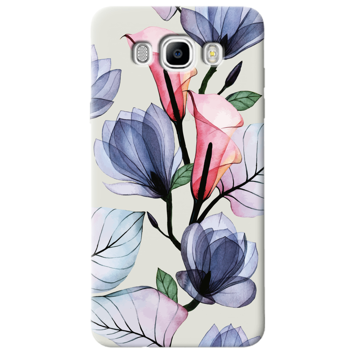 Чохол для Samsung Galaxy J7 2016 напівпрозорий матовий soft touch Tropical flowers - фото 1 - Чохли для телефонів