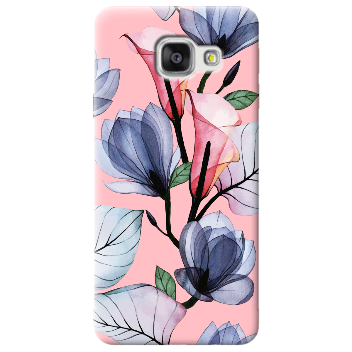 Чехол для Samsung Galaxy A3 2016 нежно-розовый матовый soft touch Tropical flowers - фото 1 Чехол для Samsung Galaxy A3 2016 нежно-розовый матовый soft touch Tropical flowers - фото 1 - Чехлы для телефонов