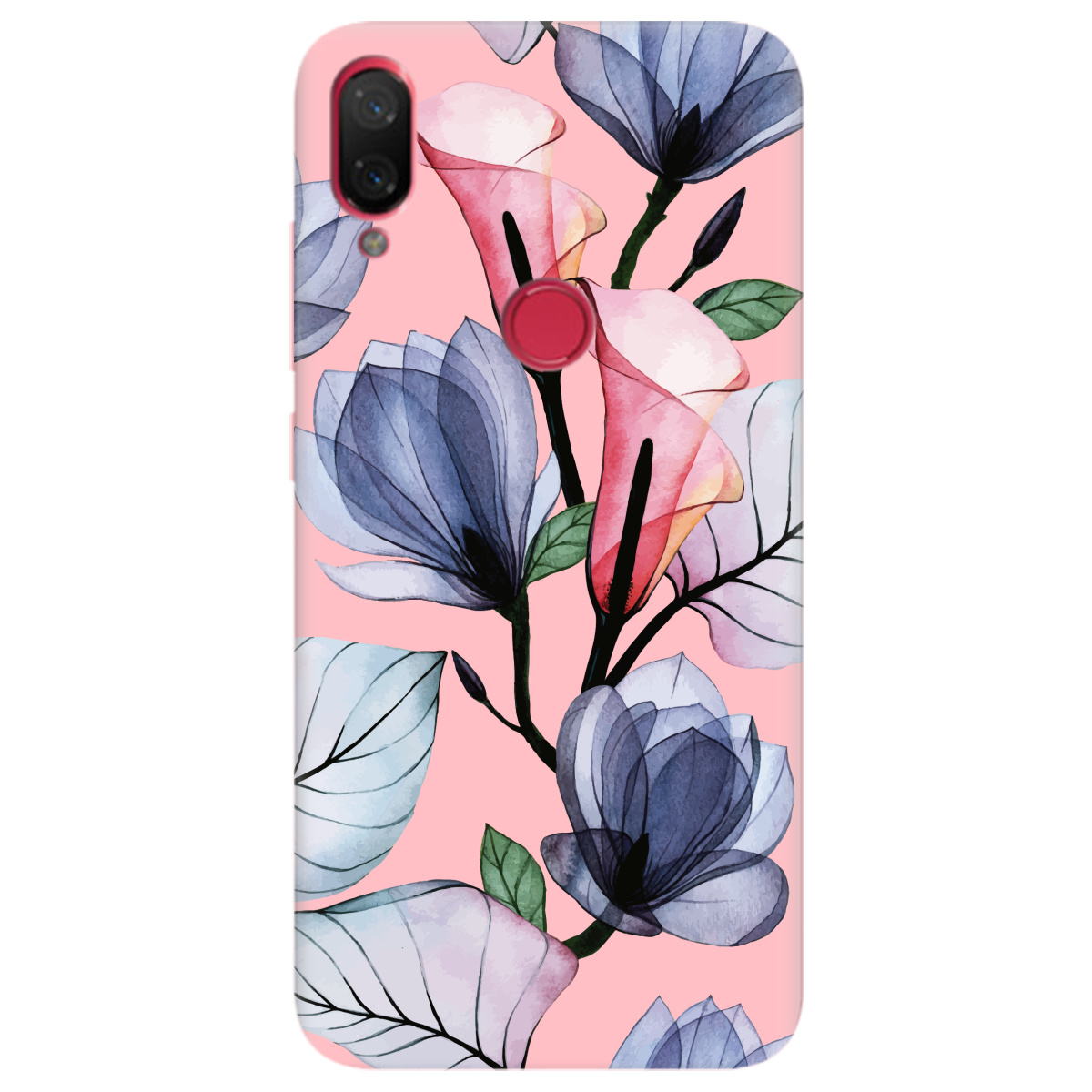 Чехол для Xiaomi Mi Play нежно-розовый матовый soft touch Tropical flowers - фото 1 - Чехлы для телефонов