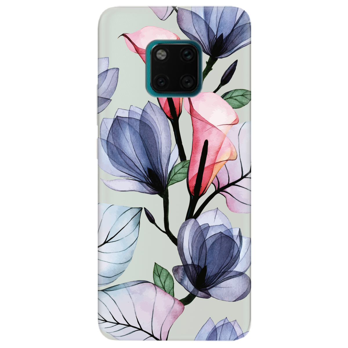 Чохол для Huawei Mate 20 Pro напівпрозорий матовий soft touch Tropical flowers - фото 1 Чохол для Huawei Mate 20 Pro напівпрозорий матовий soft touch Tropical flowers - фото 1 - Чохли для телефонів