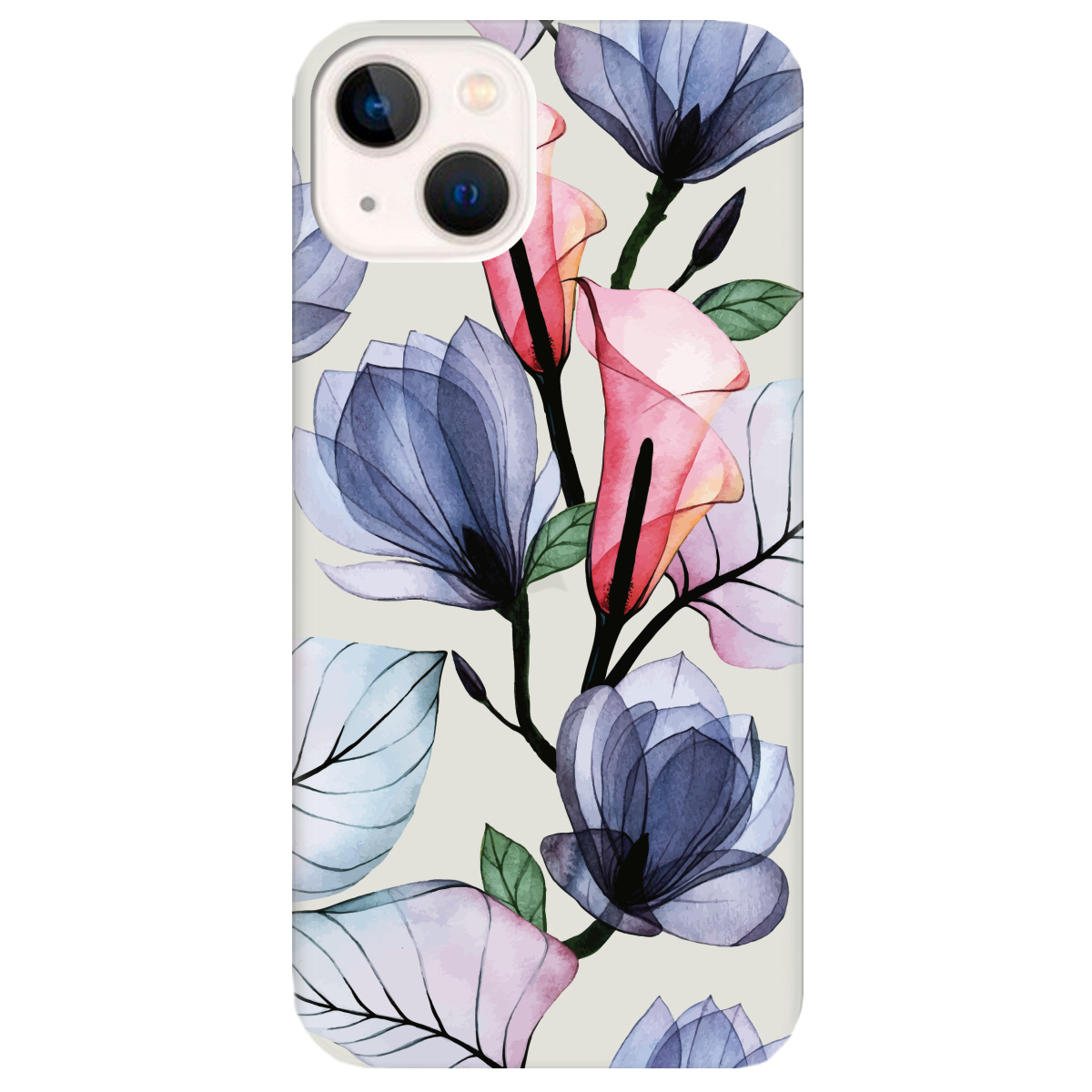 Чохол для Apple iPhone 13 Mini напівпрозорий матовий soft touch Tropical flowers - фото 1 - Чохли для телефонів