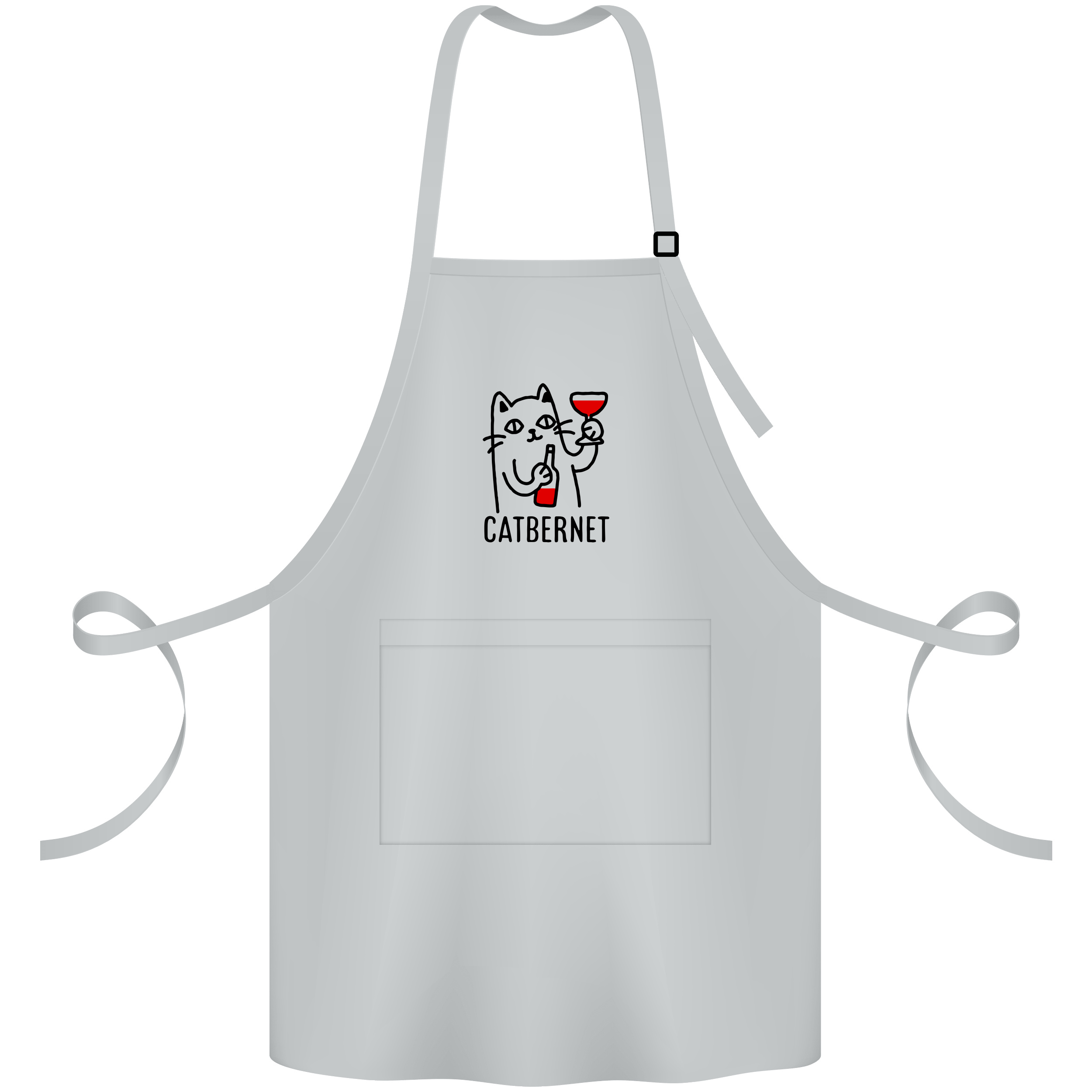 Фартук саржевый с регулирующейся лямкой и карманом серый Catbernet - фото 1 - Фартуки