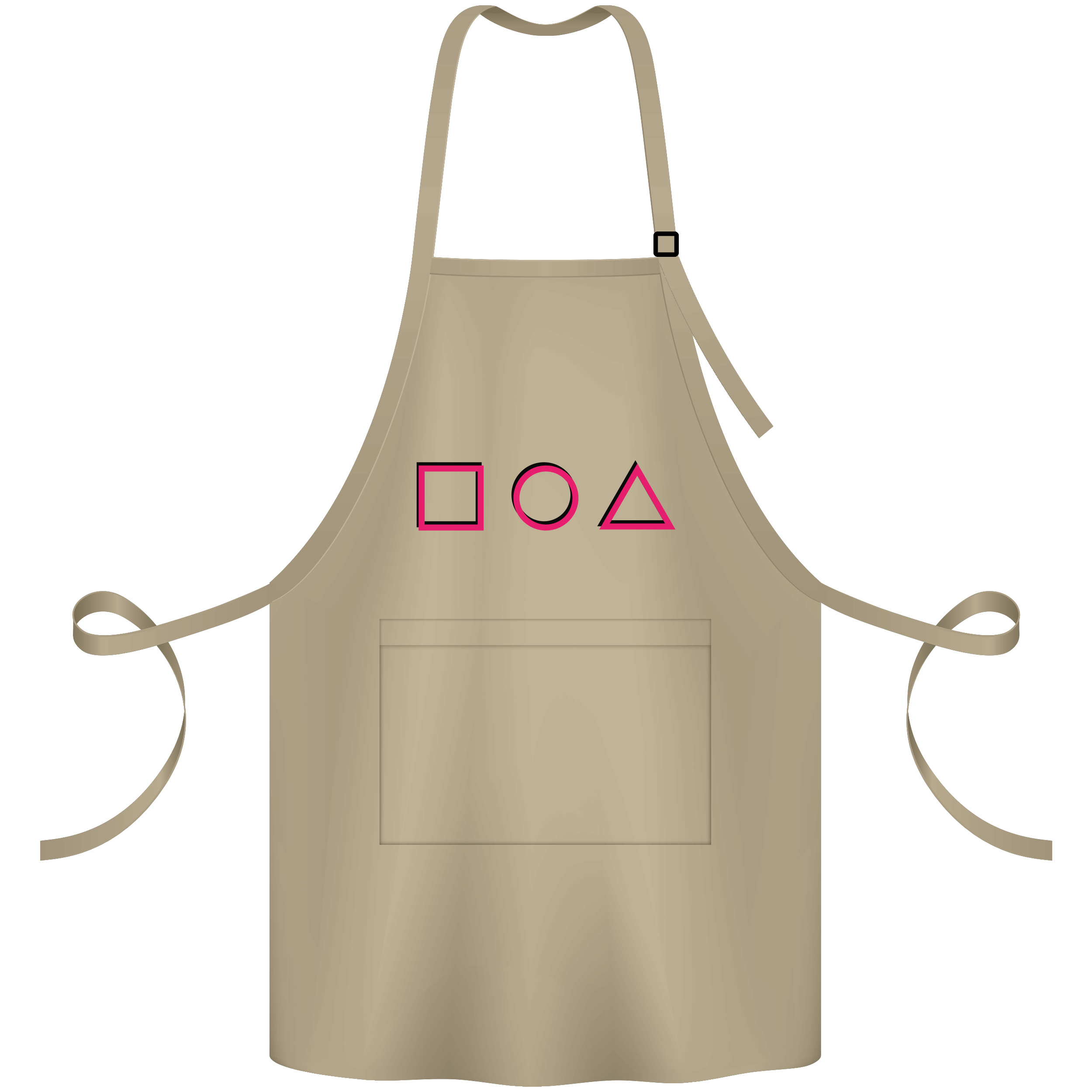 Фартук саржевый с регулирующейся лямкой и карманом бежевый Squid game - фото 1 - Фартуки