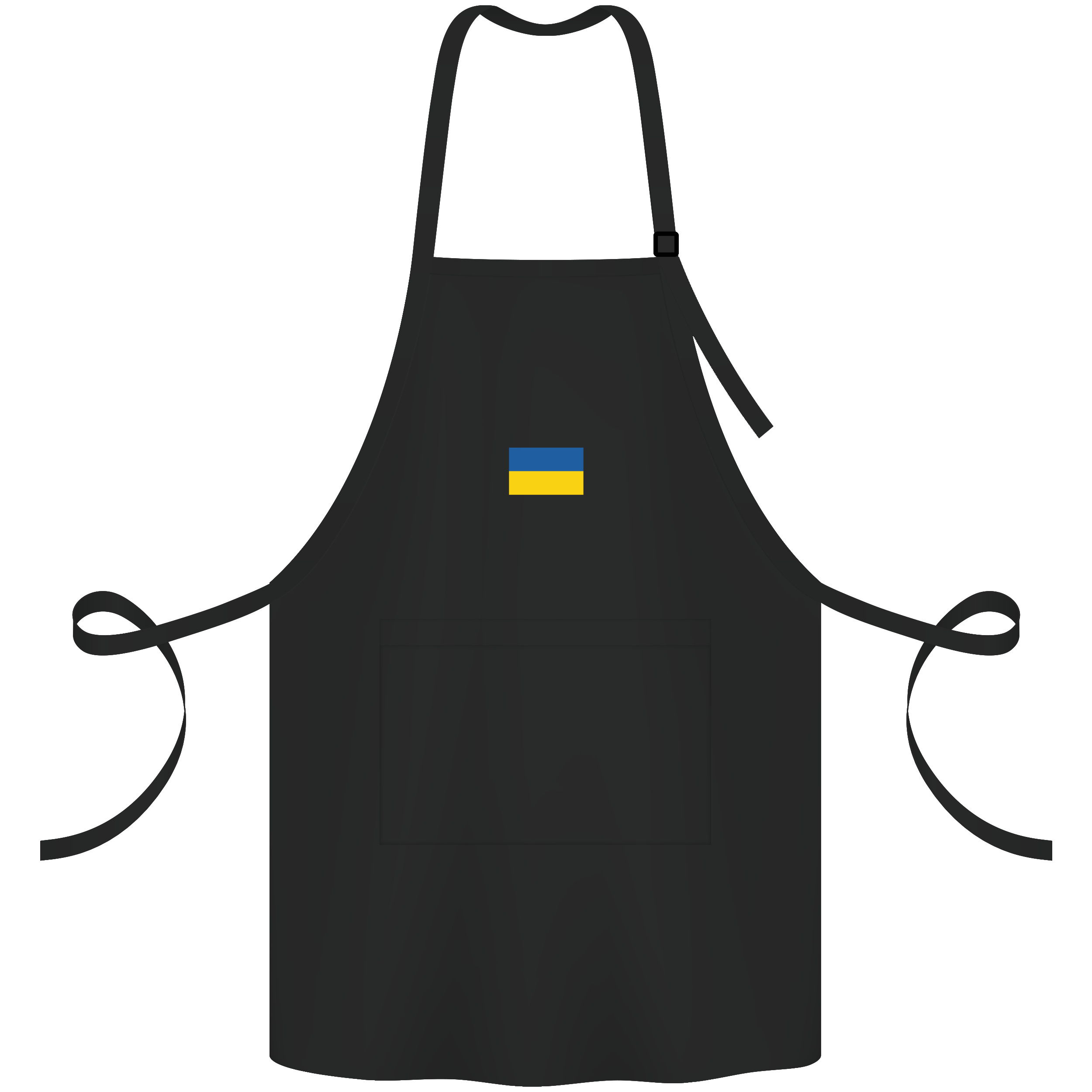 Фартух саржевий з регульованою лямкою і кишенею чорний UA - фото 1 - Фартухи