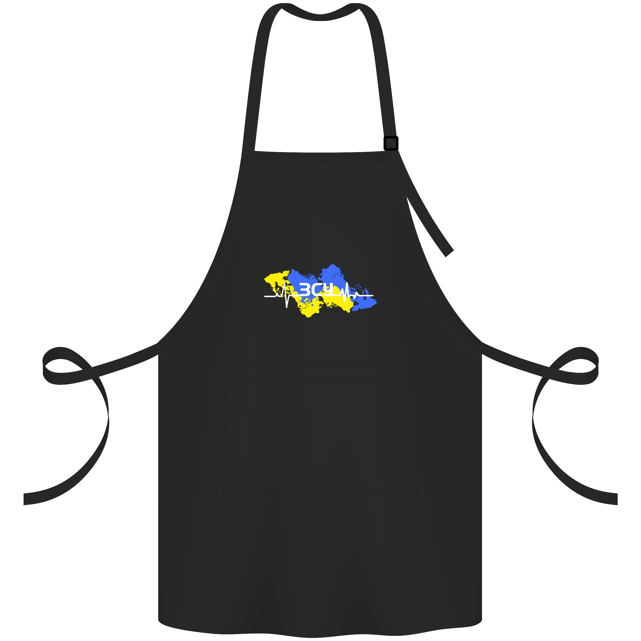 Фартук саржевый с регулирующейся лямкой и карманом чёрный Збройні Сили України - фото 1 - Фартуки