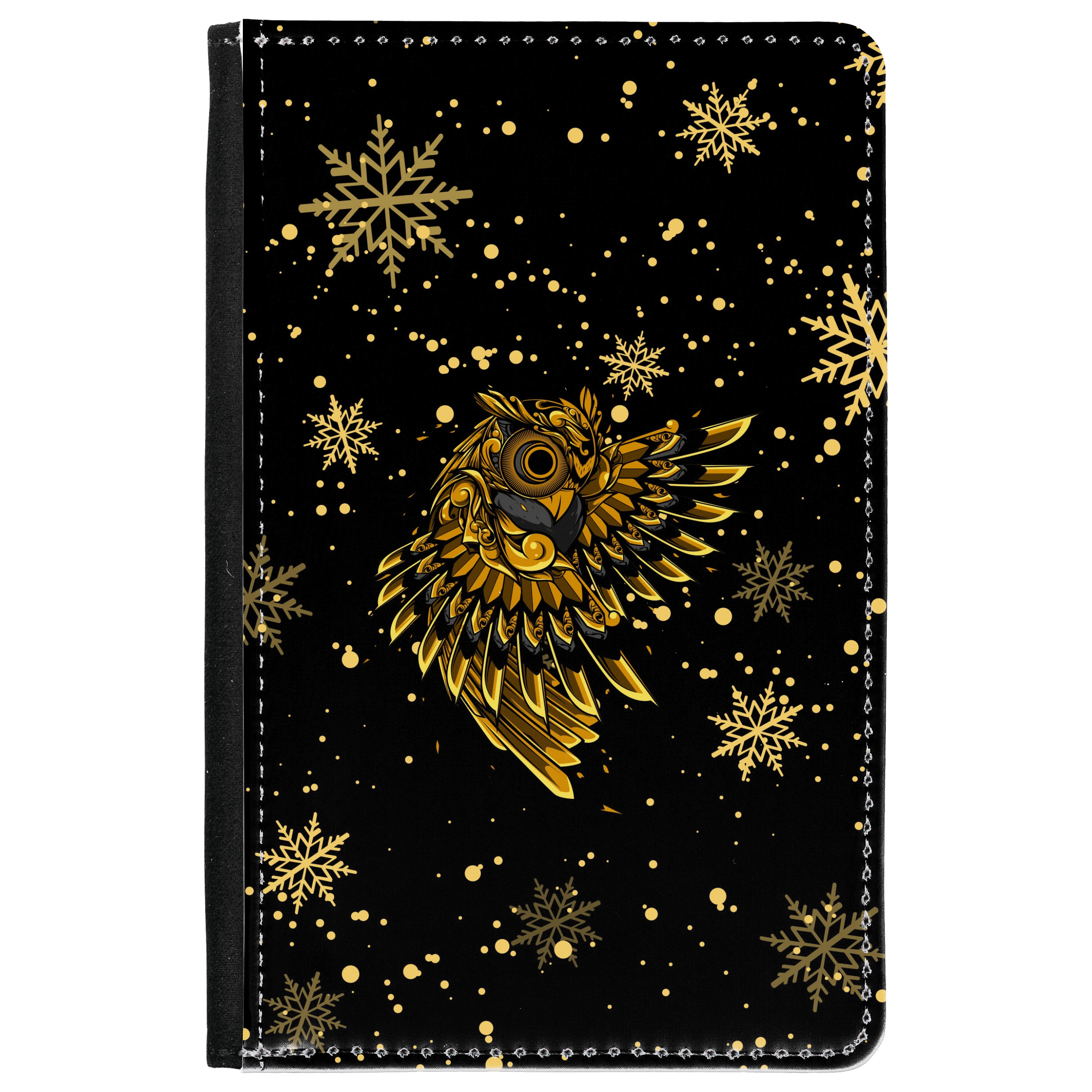 Обкладинка для паспорта чорна Gold sova - фото 1 - Обкладинки для паспорту