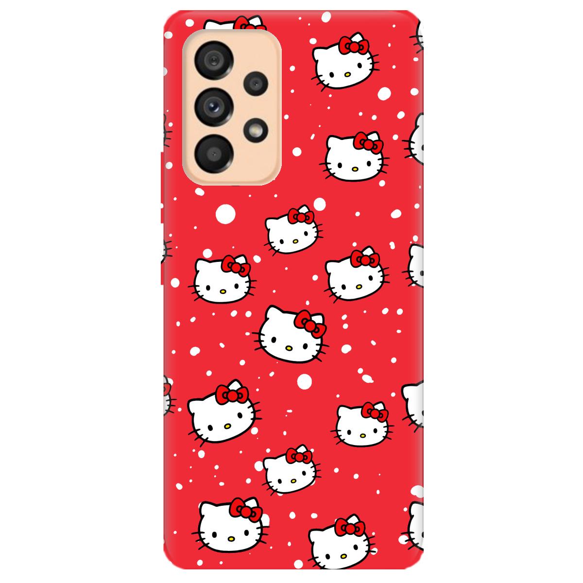 Чохол для Samsung Galaxy А53 яскраво-червоний матовий soft touch Hello Kitty - фото 1 - Чохли для телефонів