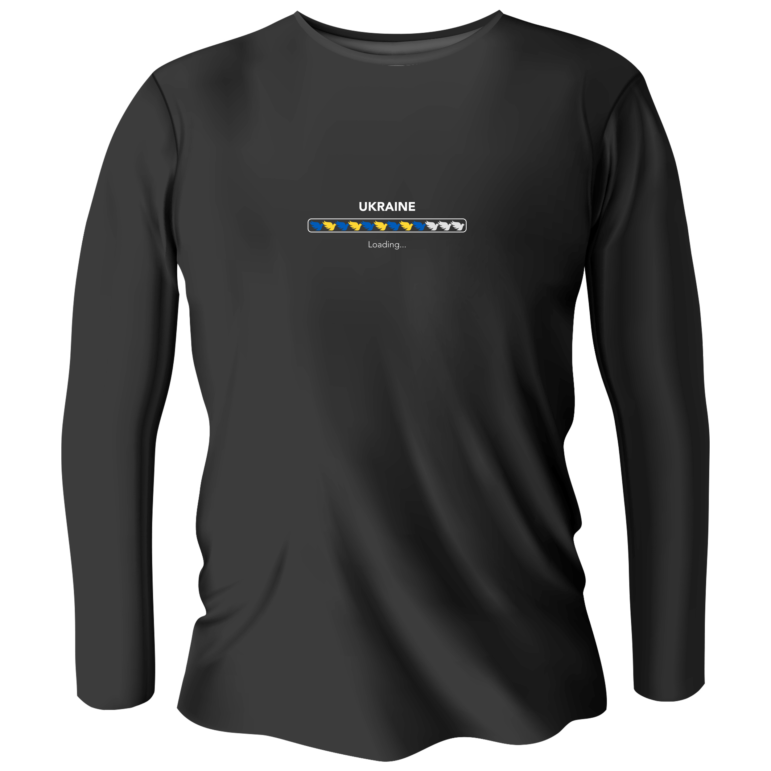 Лонгслів чоловічий чорний бавовна/еластан Peace for Ukraine loading M - фото 1 - Лонгсліви