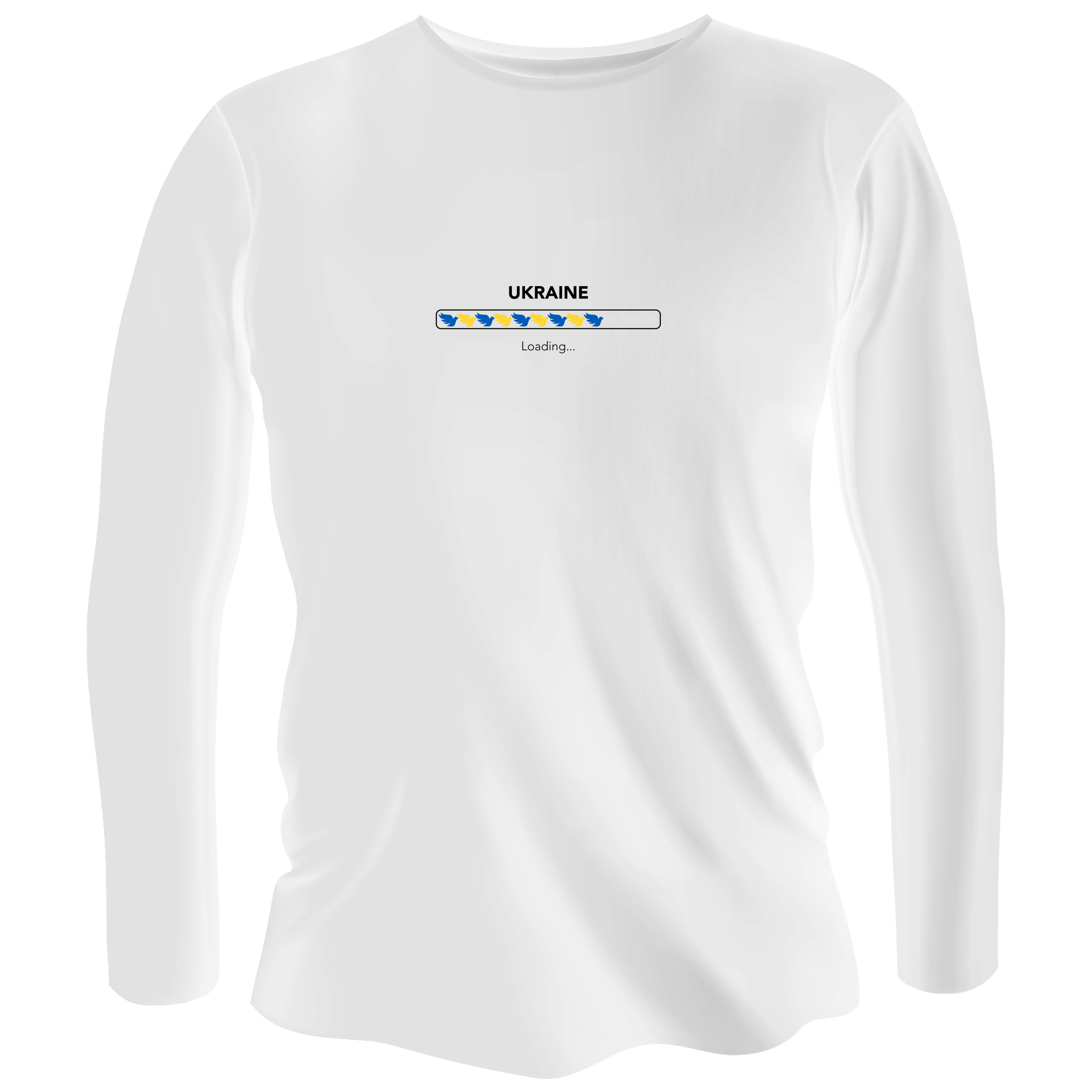 Лонгслив мужской белый хлопок/эластан Peace for Ukraine loading XS - фото 1 - Лонгсливы