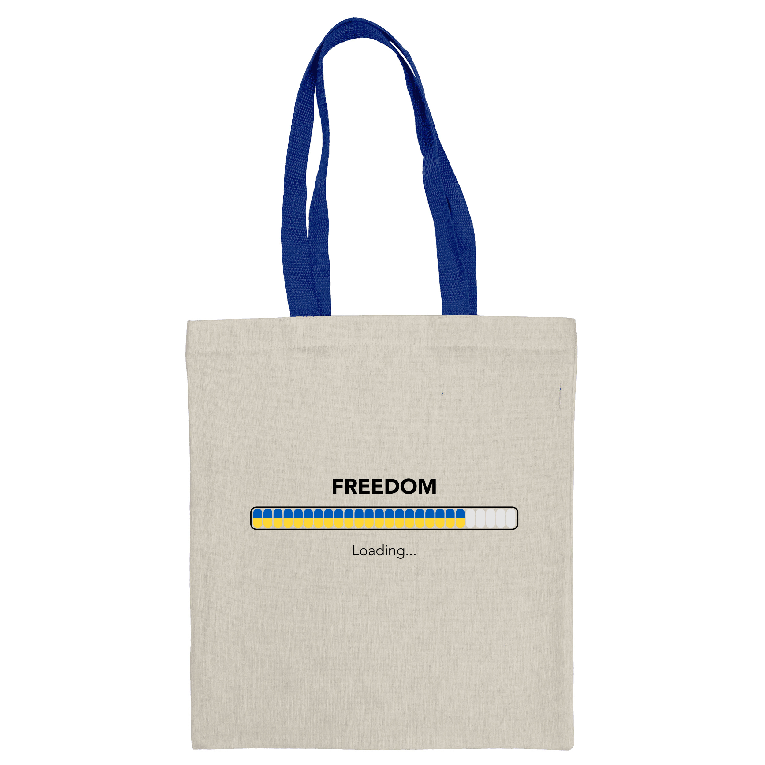 Эко сумка вертикальная с синими ручками (35*38,5 см) Freedom loading - фото 1 - Сумки, рюкзаки