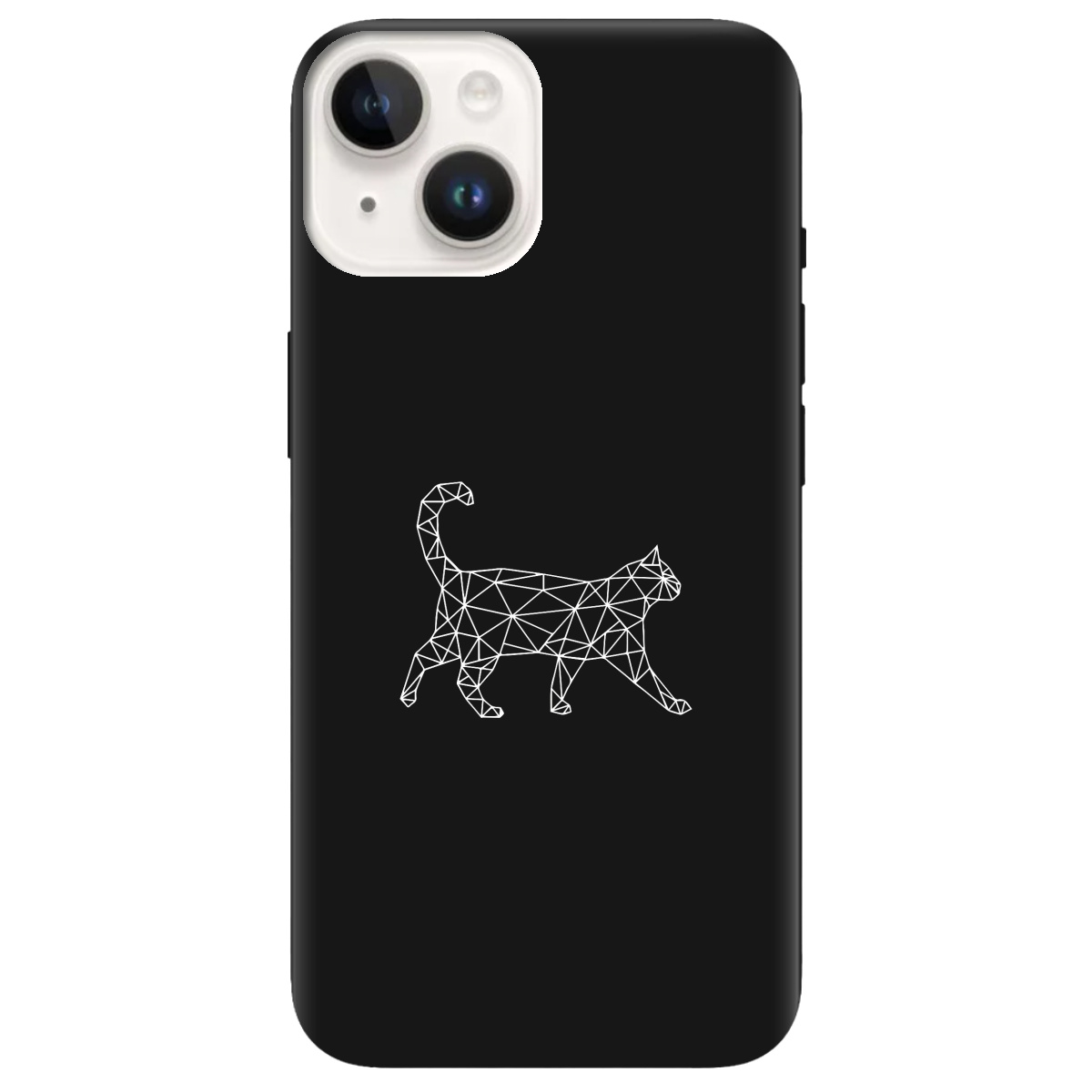 Чехол для Apple iPhone 14 Plus черный матовый soft touch White cat - фото 1 Чехол для Apple iPhone 14 Plus черный матовый soft touch White cat - фото 1 - Чехлы для телефонов