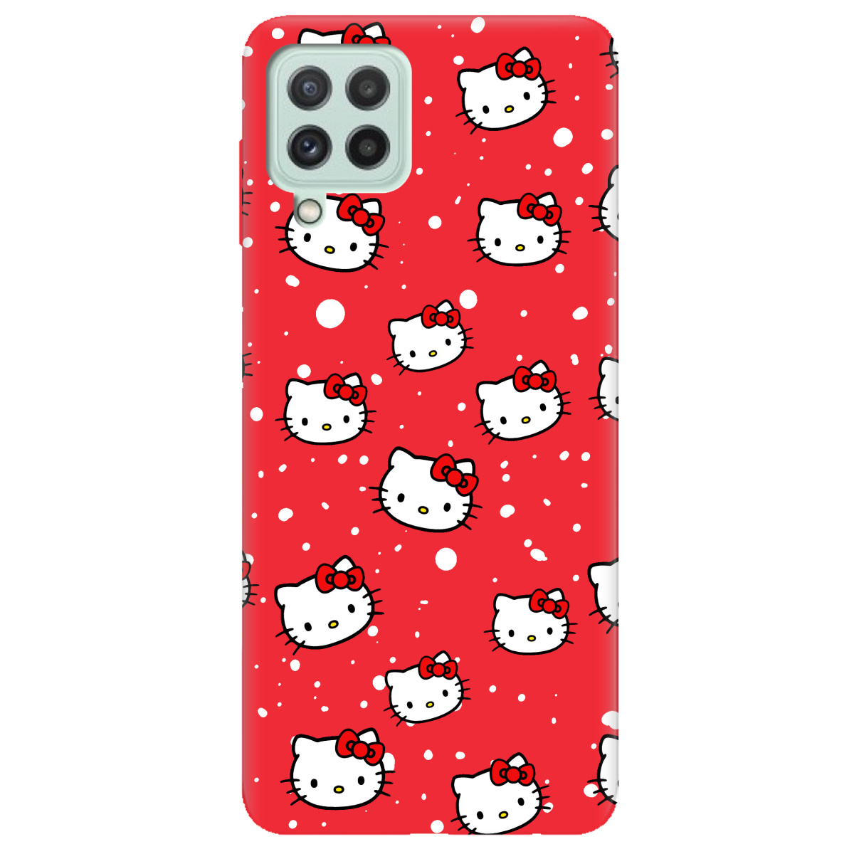Чохол для Samsung Galaxy A22 4G яскраво-червоний матовий soft touch Hello Kitty - фото 1 Чохол для Samsung Galaxy A22 4G яскраво-червоний матовий soft touch Hello Kitty - фото 1 - Чохли для телефонів