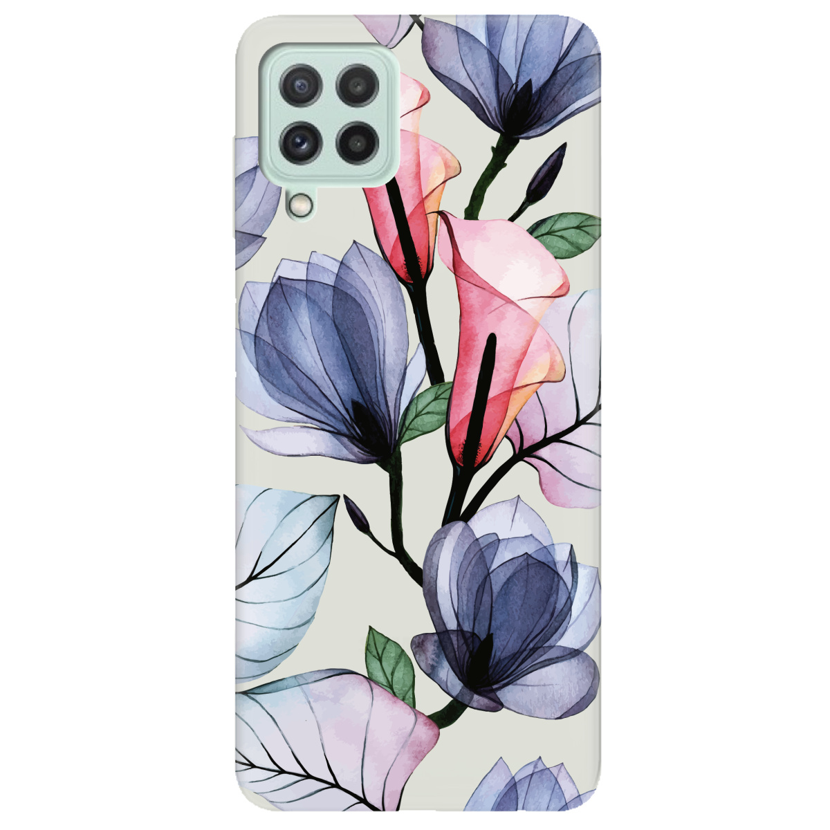 Чехол для Samsung Galaxy M22 полупрозрачный матовый soft touch Tropical flowers - фото 1 Чехол для Samsung Galaxy M22 полупрозрачный матовый soft touch Tropical flowers - фото 1 - Чехлы для телефонов