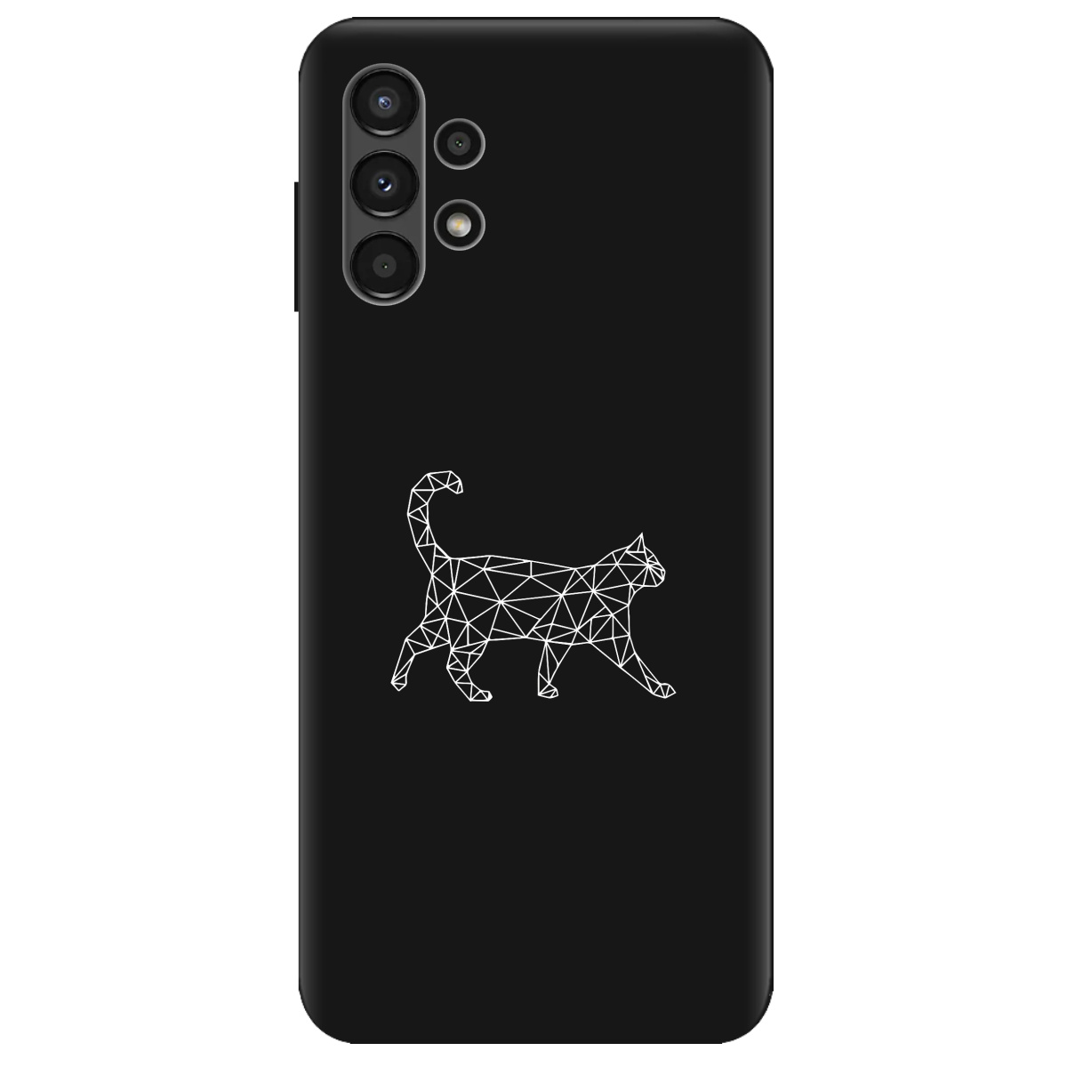 Чохол для Samsung Galaxy A13 4G чорний матовий soft touch White cat - фото 1 Чохол для Samsung Galaxy A13 4G чорний матовий soft touch White cat - фото 1 - Чохли для телефонів