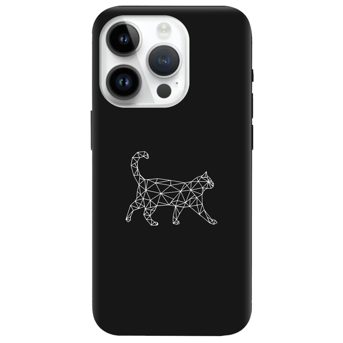 Чехол для Apple iPhone 14 Pro черный матовый soft touch White cat - фото 1 - Чехлы для телефонов