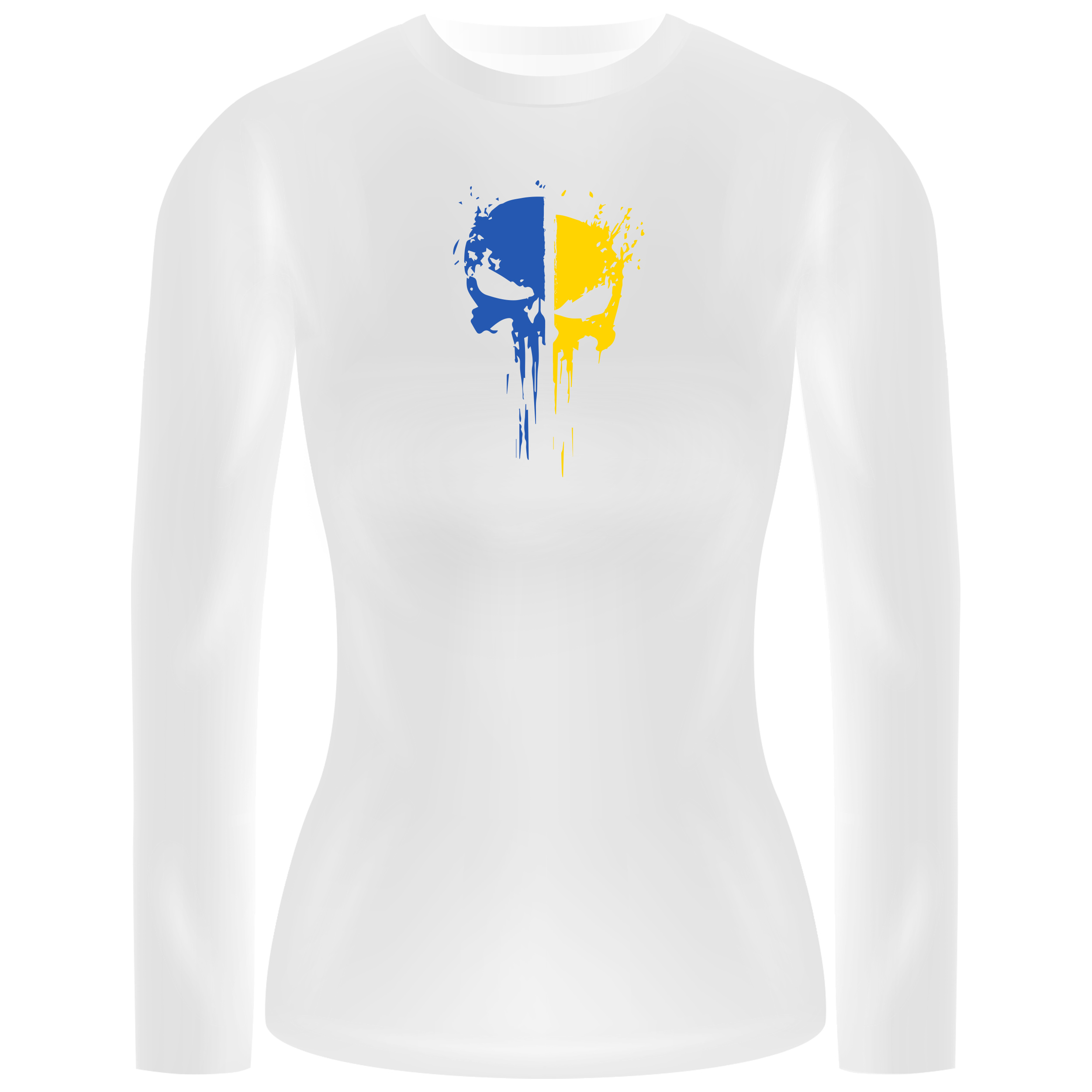 Лонгслив женский белый хлопок/эластан Череп XS - фото 1 - Лонгсливы