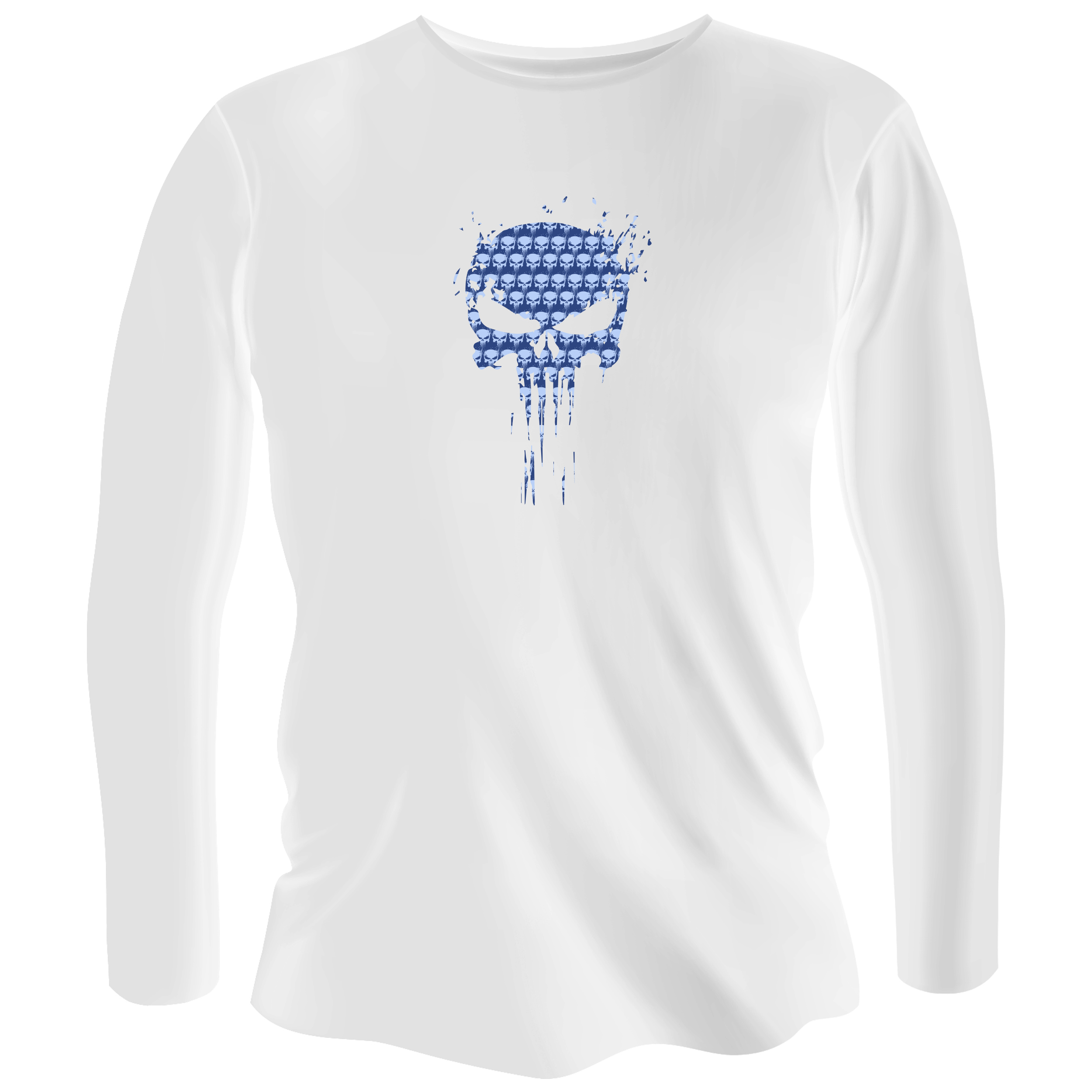 Лонгслів чоловічий білий бавовна/еластан Черепушкі XS - фото 1 - Лонгсліви