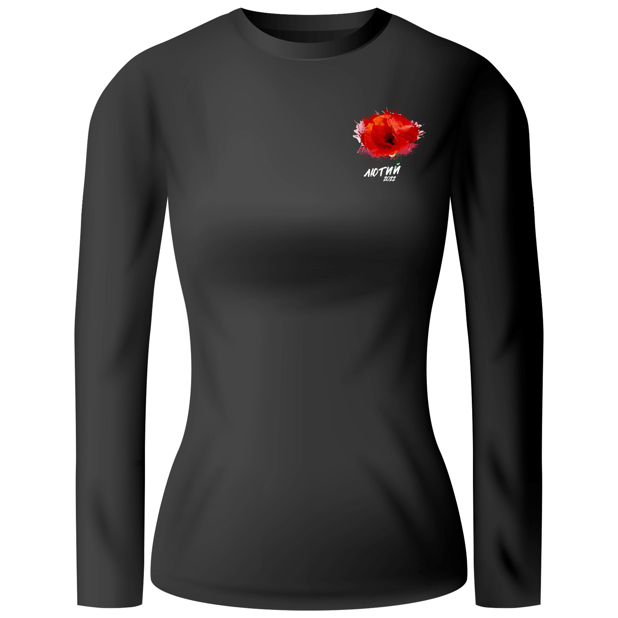 Лонгслив женский чёрный хлопок/эластан Лютий 2022 L - фото 1 - Лонгсливы