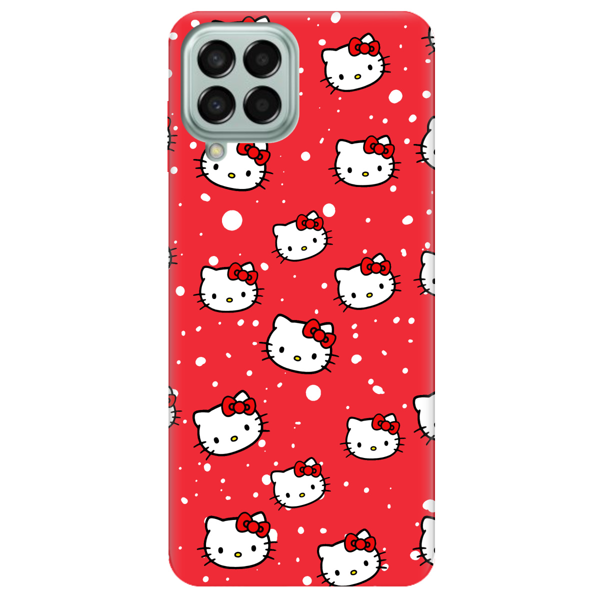 Чехол для Samsung Galaxy M53 ярко-красный матовый soft touch Hello Kitty - фото 1 - Чехлы для телефонов