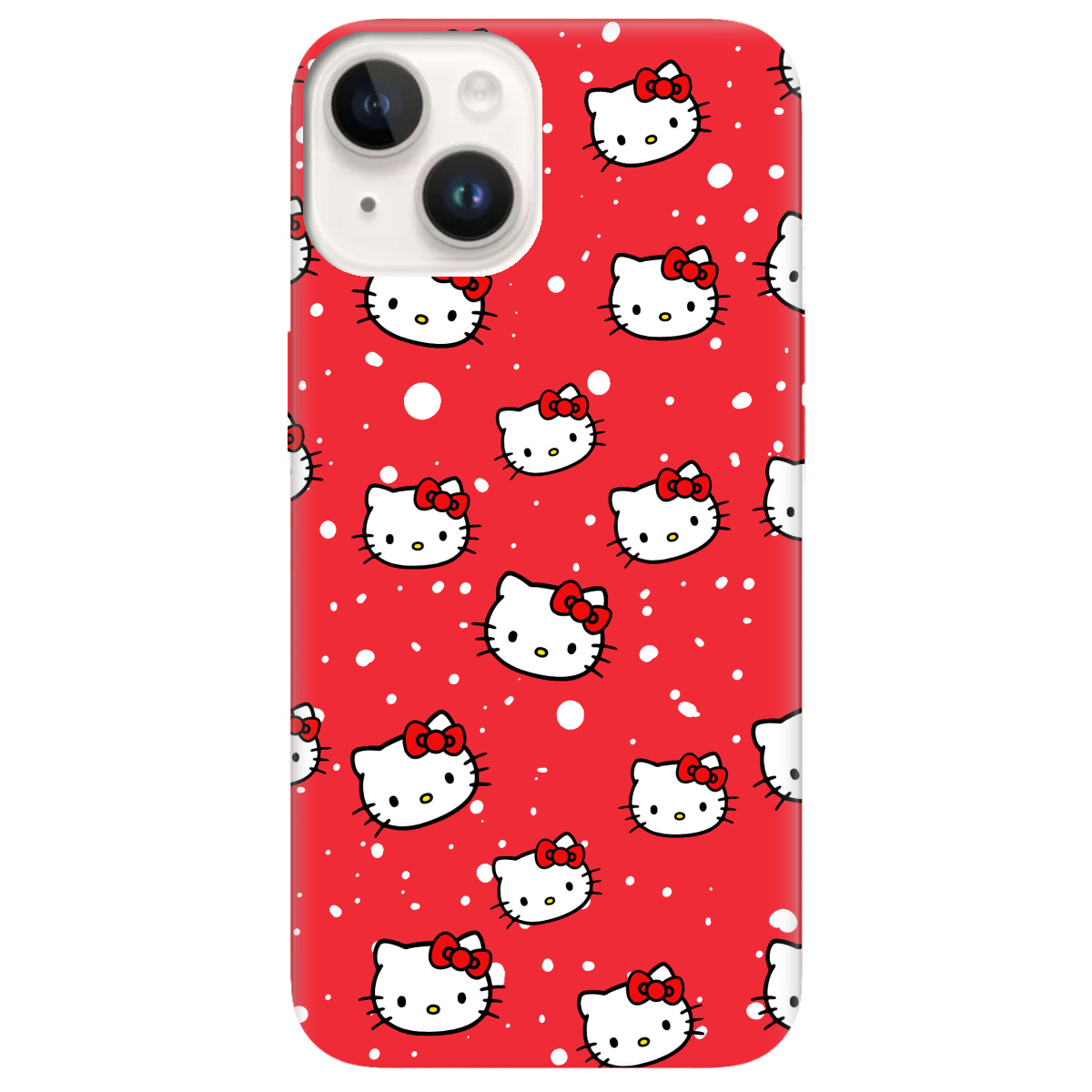 Чохол для Apple iPhone 14 яскраво-червоний матовий soft touch Hello Kitty - фото 1 - Чохли для телефонів