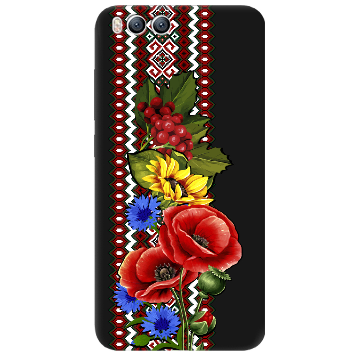 Чохол для Xiaomi Mi 6 чорний матовий soft touch Ukraine ornament - фото 1 Чохол для Xiaomi Mi 6 чорний матовий soft touch Ukraine ornament - фото 1 - Чохли для телефонів