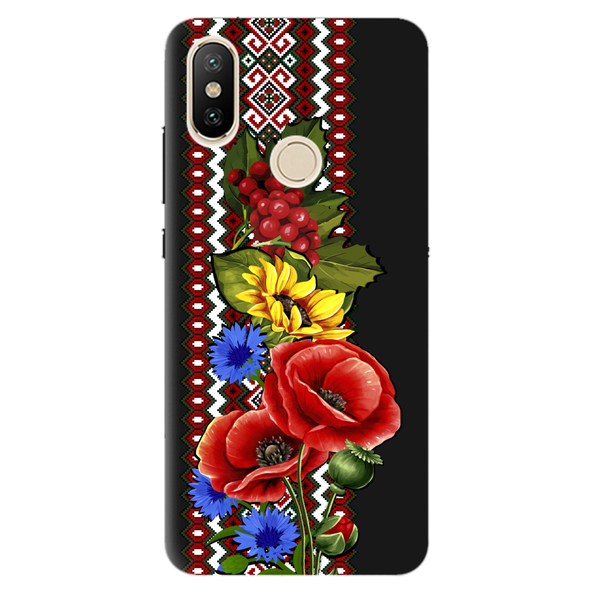 Чехол для Xiaomi Mi A2 Lite черный матовый soft touch Ukraine ornament - фото 1 Чехол для Xiaomi Mi A2 Lite черный матовый soft touch Ukraine ornament - фото 1 - Чехлы для телефонов