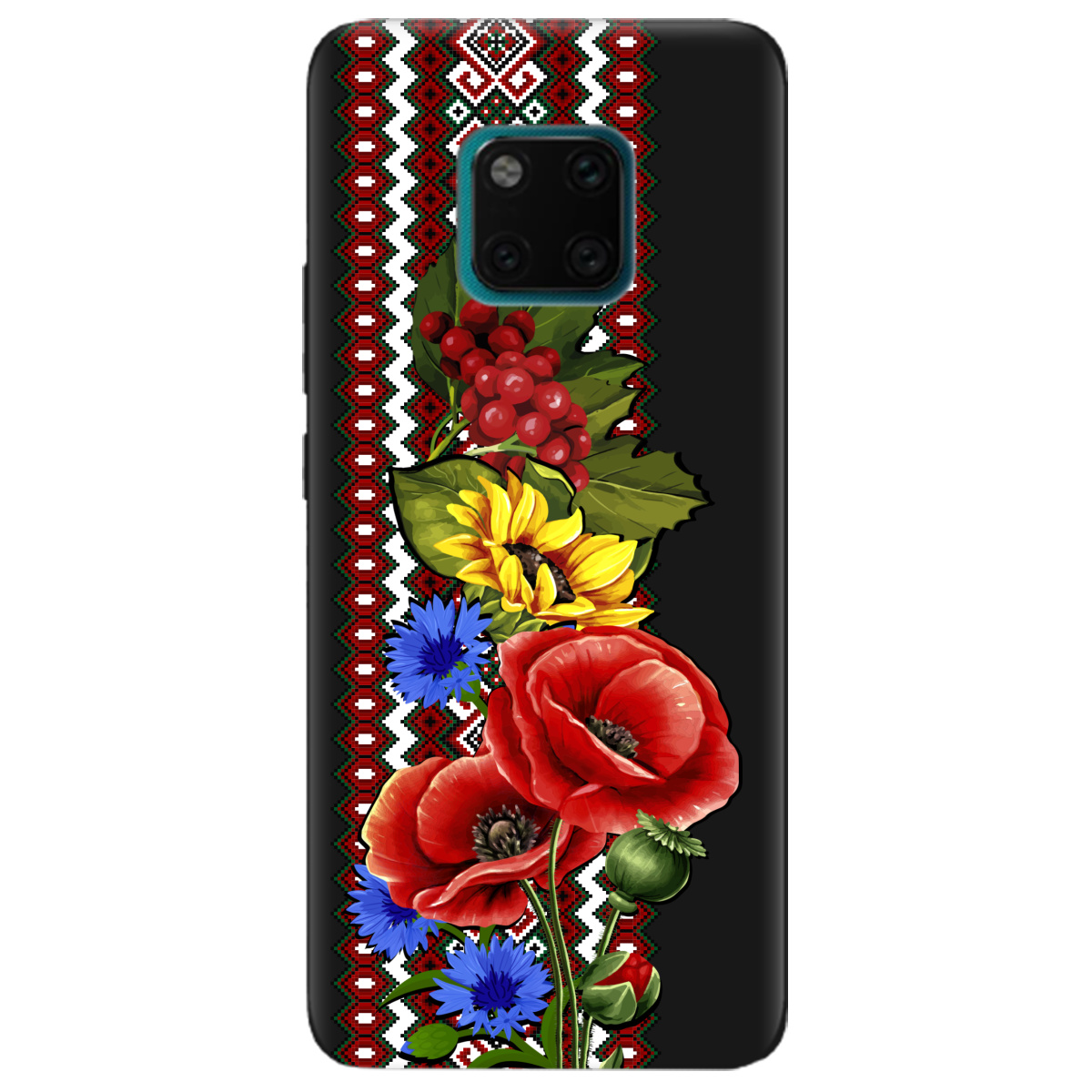 Чехол для Huawei Mate 20 Pro черный матовый soft touch Ukraine ornament - фото 1 - Чехлы для телефонов
