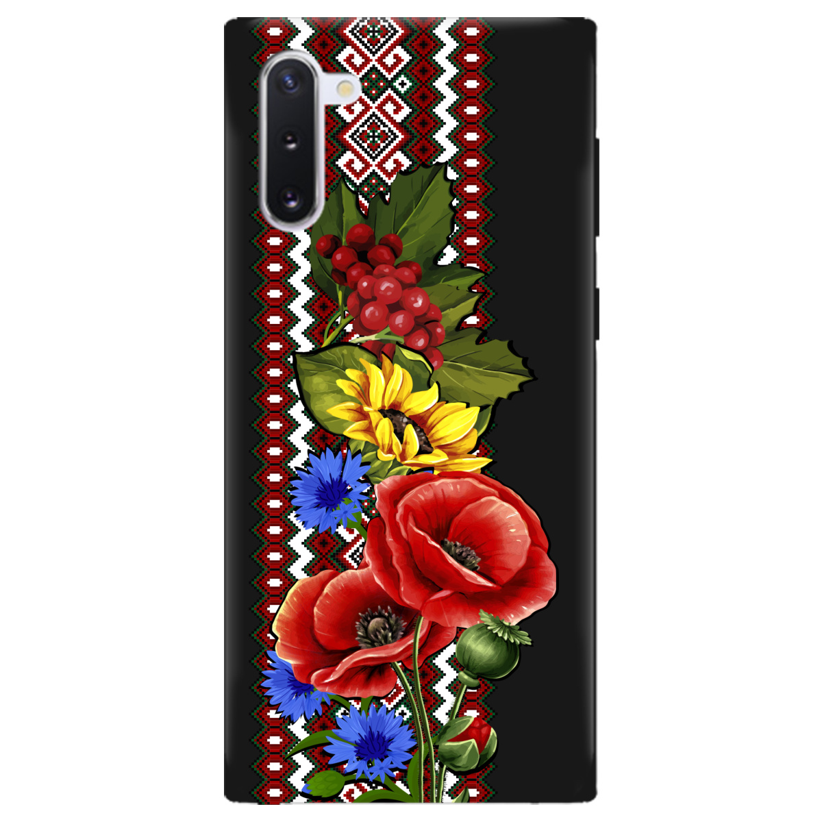 Чохол для Samsung Galaxy Note 10 чорний матовий soft touch Ukraine ornament - фото 1 - Чохли для телефонів