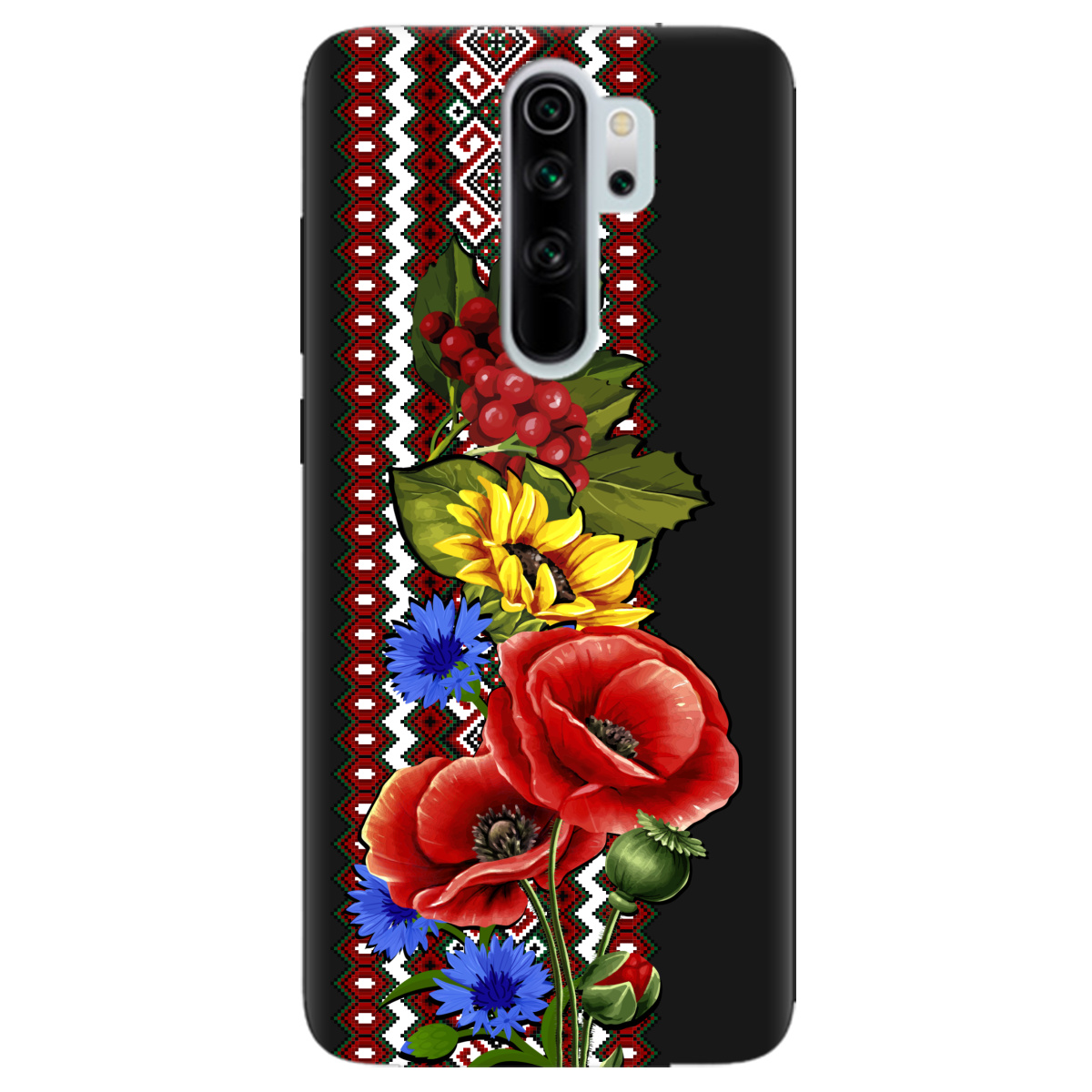 Чехол для Xiaomi Redmi Note 8 Pro черный матовый soft touch Ukraine ornament - фото 1 - Чехлы для телефонов