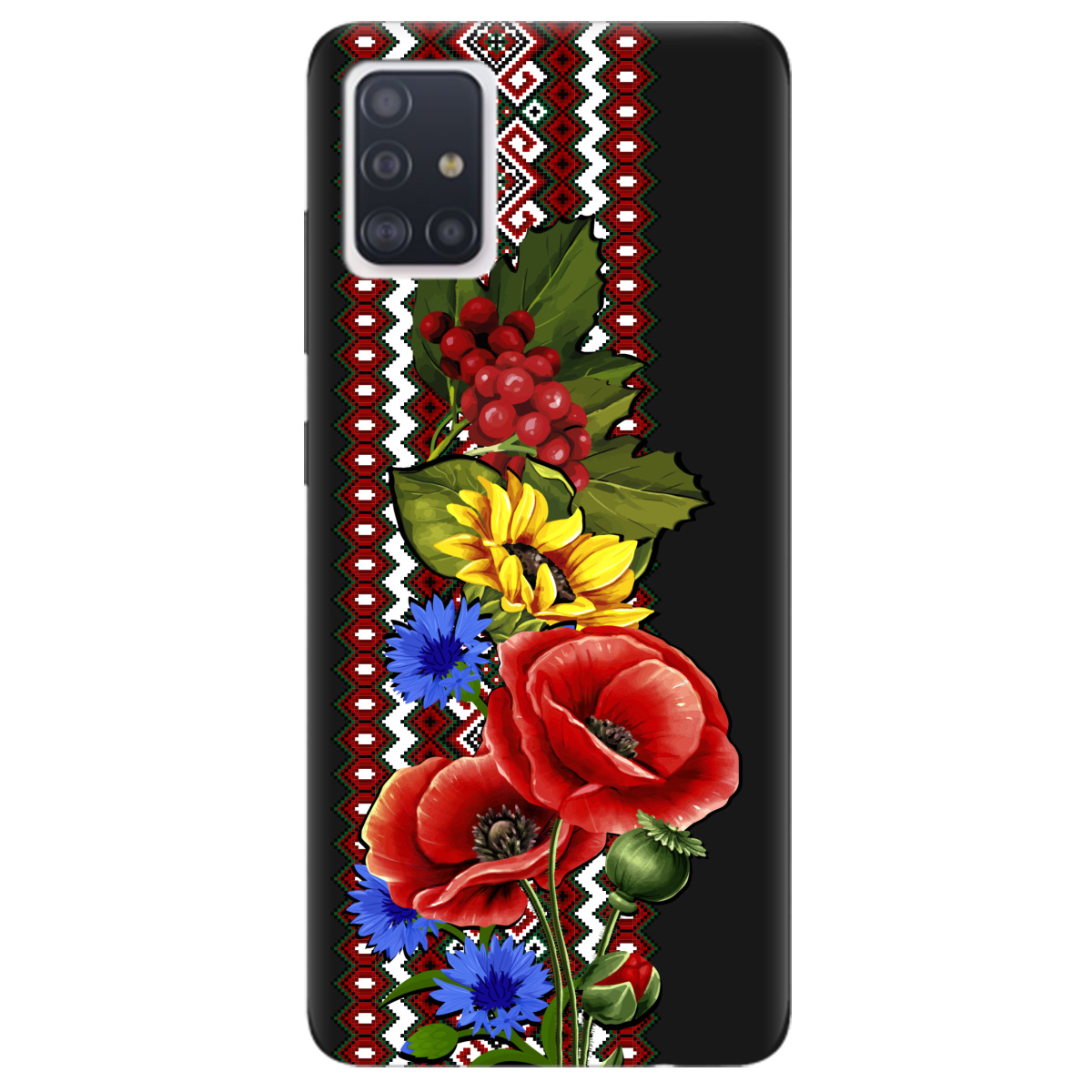 Чехол для Samsung Galaxy A71 черный матовый soft touch Ukraine ornament - фото 1 Чехол для Samsung Galaxy A71 черный матовый soft touch Ukraine ornament - фото 1 - Чехлы для телефонов