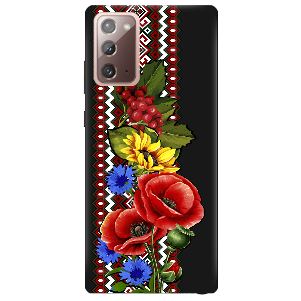 Чохол для Samsung Galaxy Note 20 чорний матовий soft touch Ukraine ornament - фото 1 - Чохли для телефонів