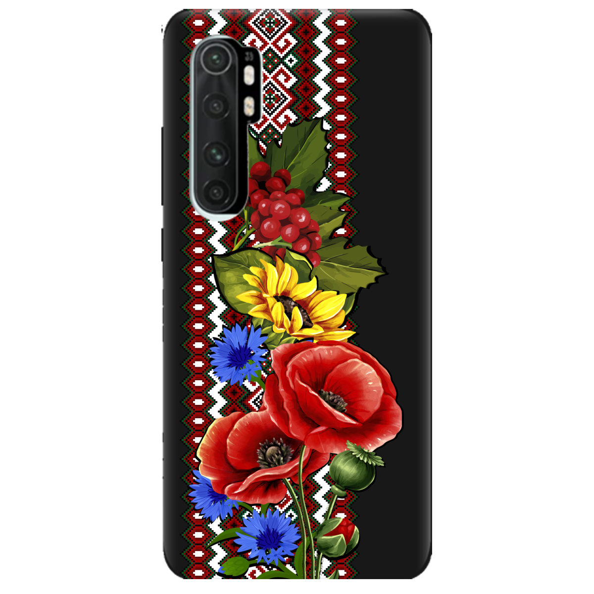 Чохол для Xiaomi Mi Note 10 Lite чорний матовий soft touch Ukraine ornament - фото 1 - Чохли для телефонів