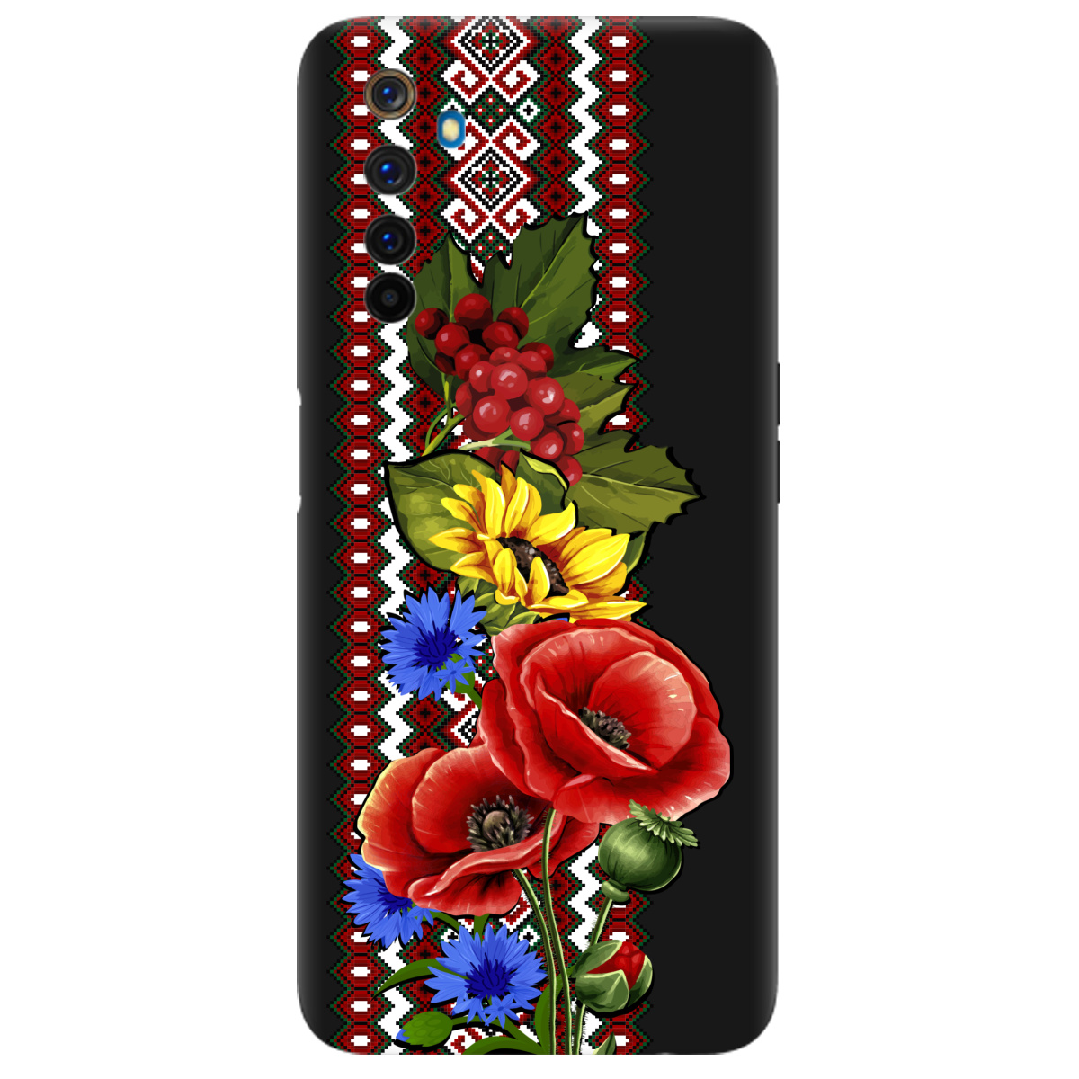 Чехол для Realme 6 Pro черный матовый soft touch Ukraine ornament - фото 1 - Чехлы для телефонов