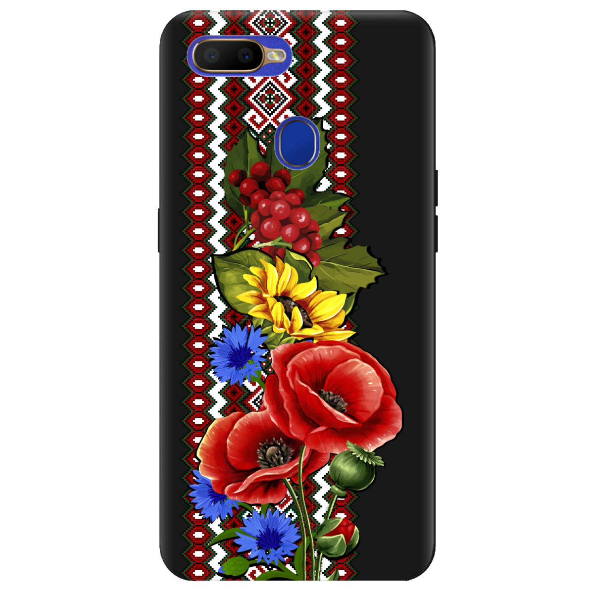Чохол для Oppo A5s чорний матовий soft touch Ukraine ornament - фото 1 Чохол для Oppo A5s чорний матовий soft touch Ukraine ornament - фото 1 - Чохли для телефонів
