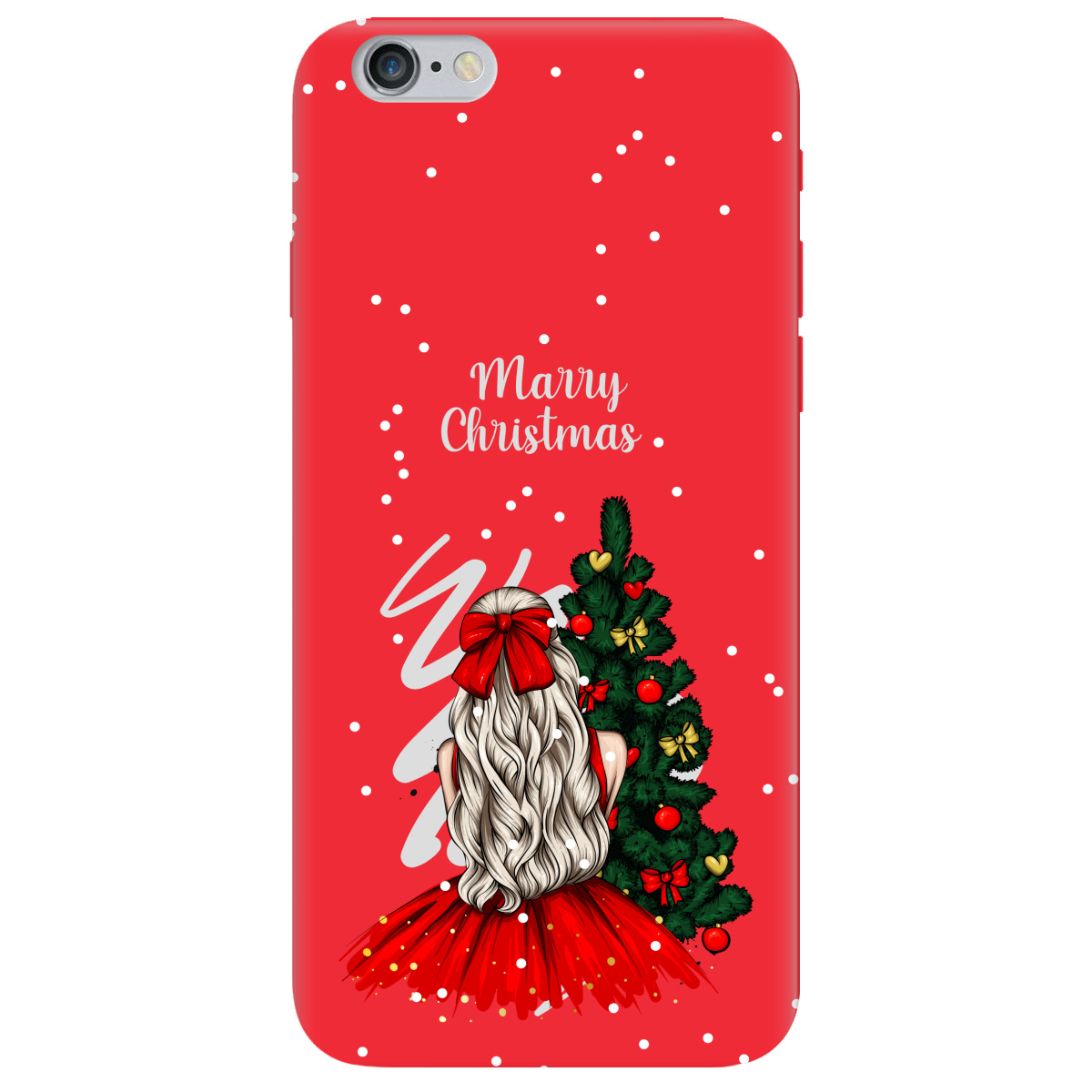 Чехол для Apple iPhone 6 Plus / 6S Plus ярко-красный матовый soft touch Beautiful christmas - фото 1 - Чехлы для телефонов
