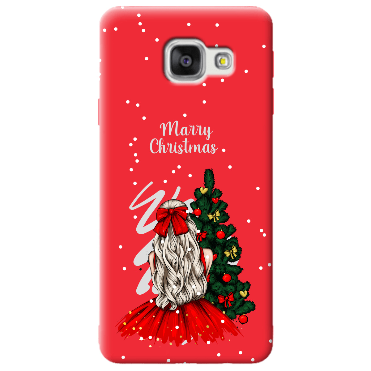 Чехол для Samsung Galaxy A3 2016 ярко-красный матовый soft touch Beautiful christmas - фото 1 Чехол для Samsung Galaxy A3 2016 ярко-красный матовый soft touch Beautiful christmas - фото 1 - Чехлы для телефонов